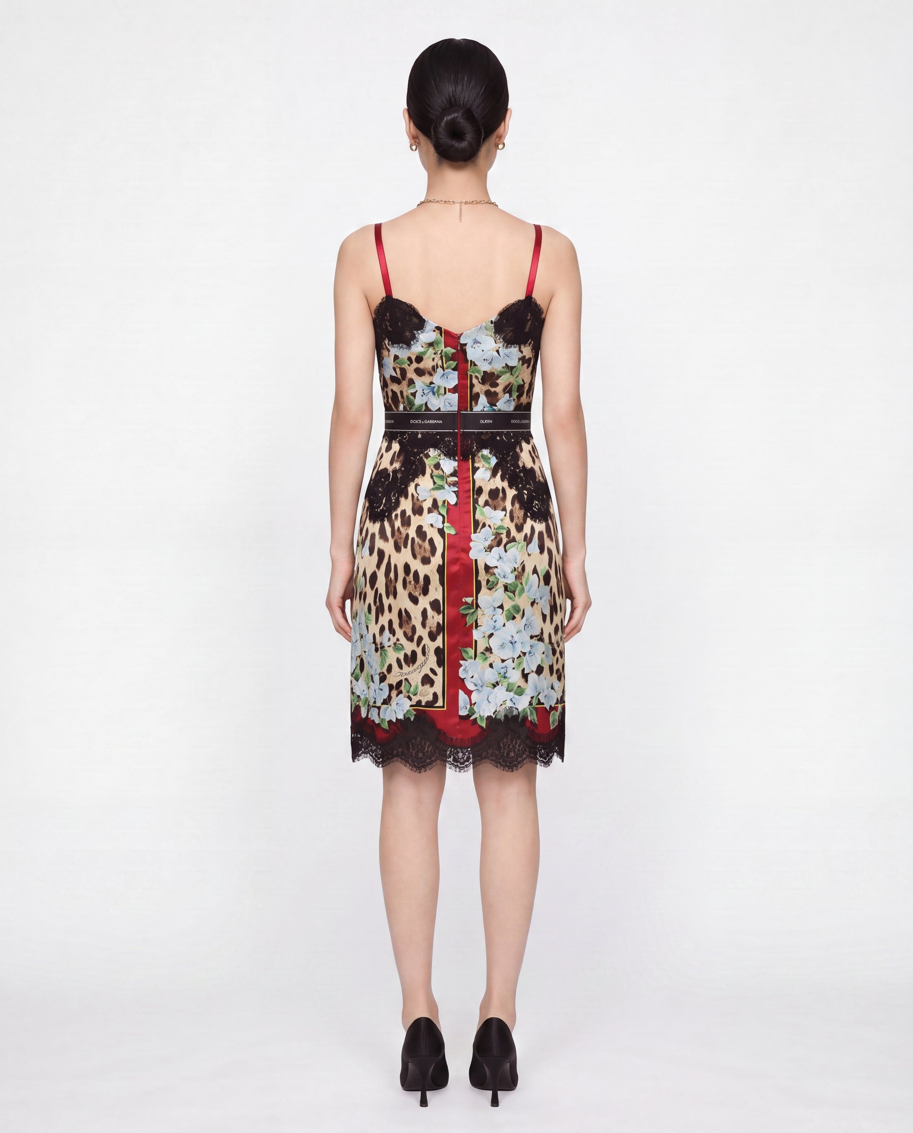 Dolce & Gabbana Leopard Floral Lace Slip Dress