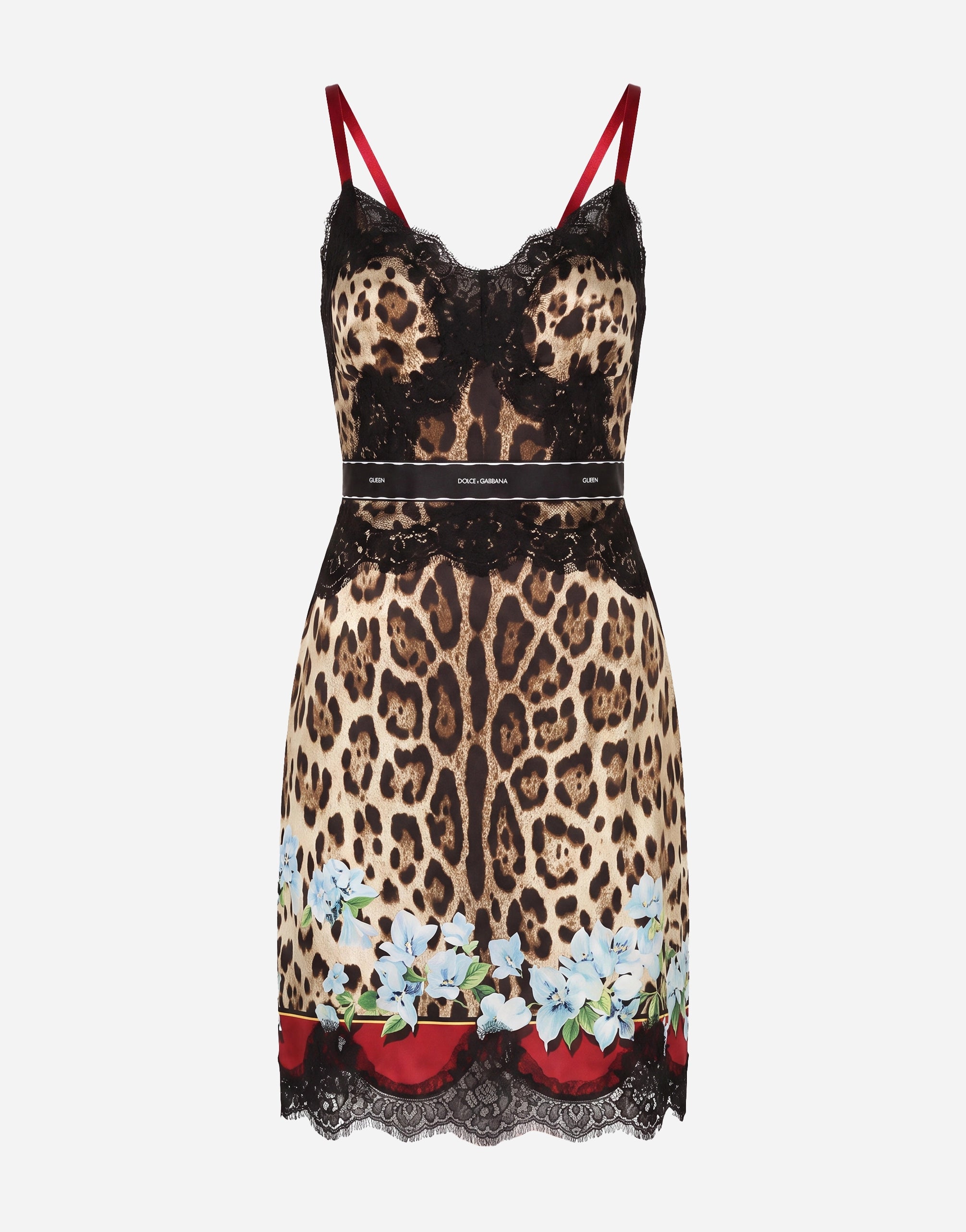 Dolce & Gabbana Leopard Floral Lace Slip Dress