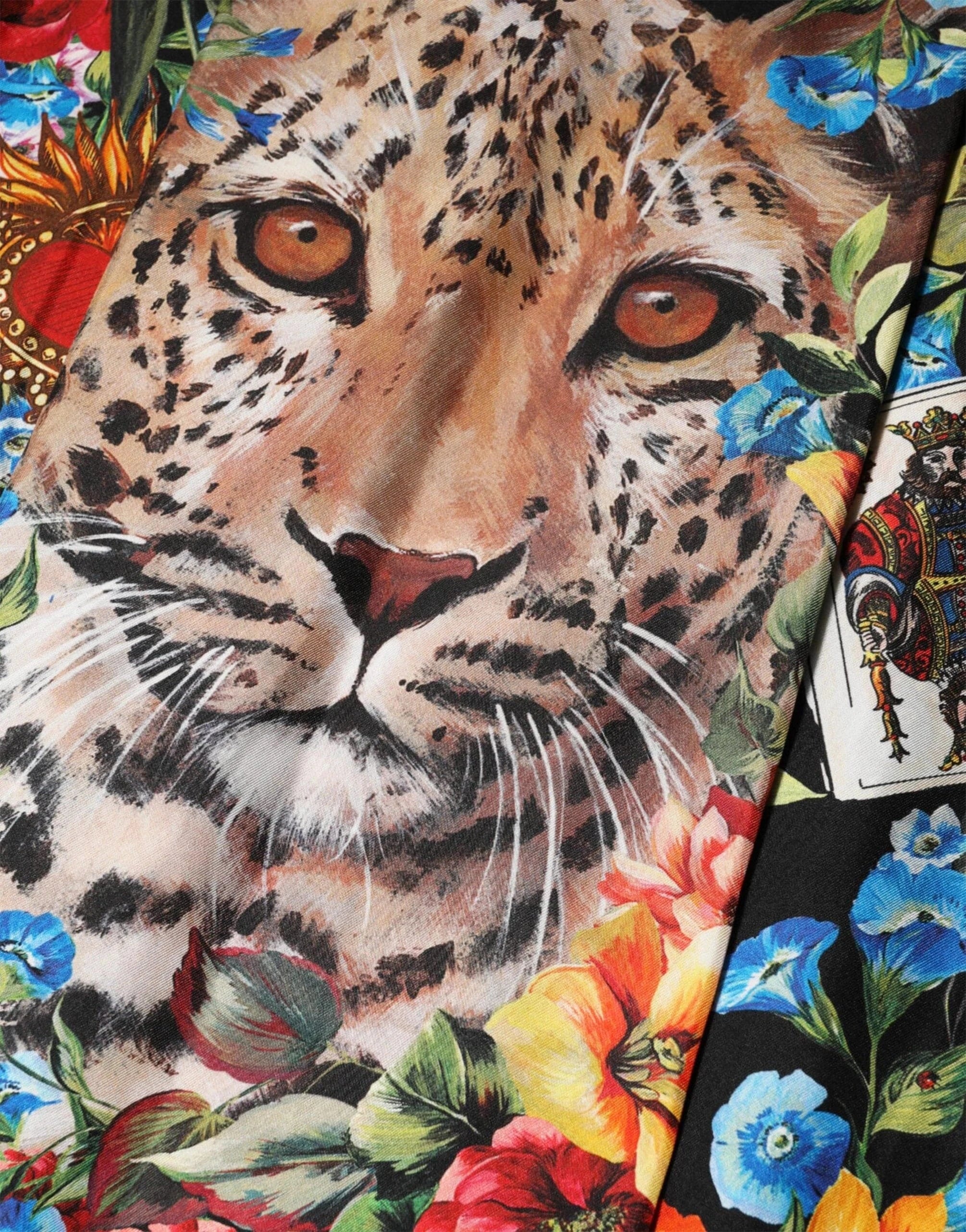 Dolce & Gabbana Leopard Floral-Print Silk Midi Dress