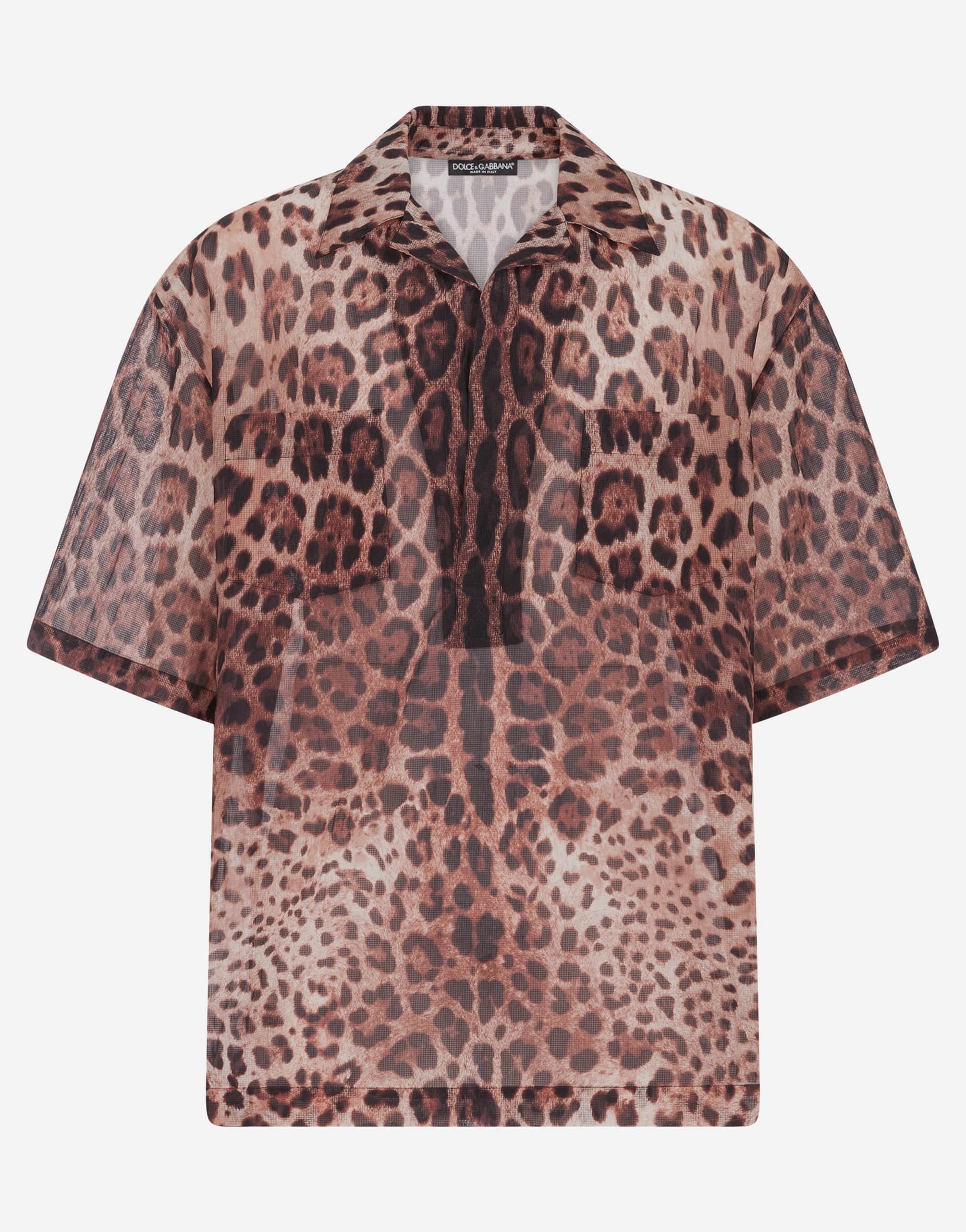 Camisa de boliche estampado de leopardo