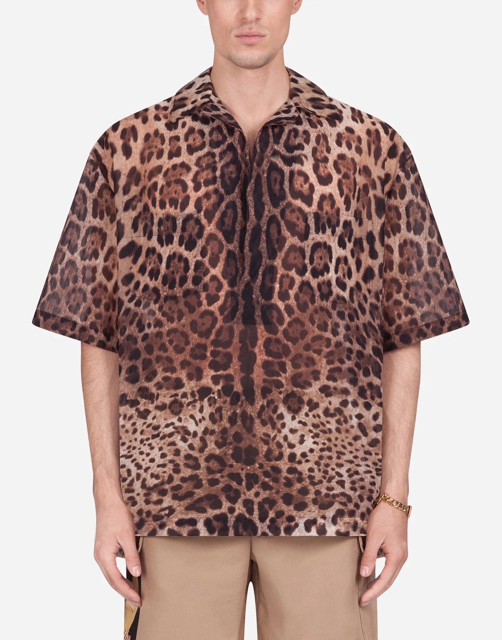 Camicia da bowling con stampa leopardata