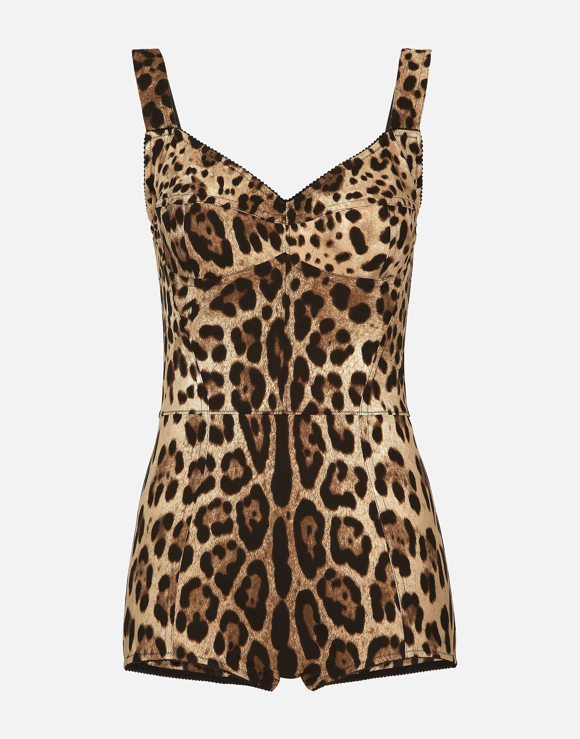 Dolce & Gabbana Leopard-Print Charmeuse Bodysuit