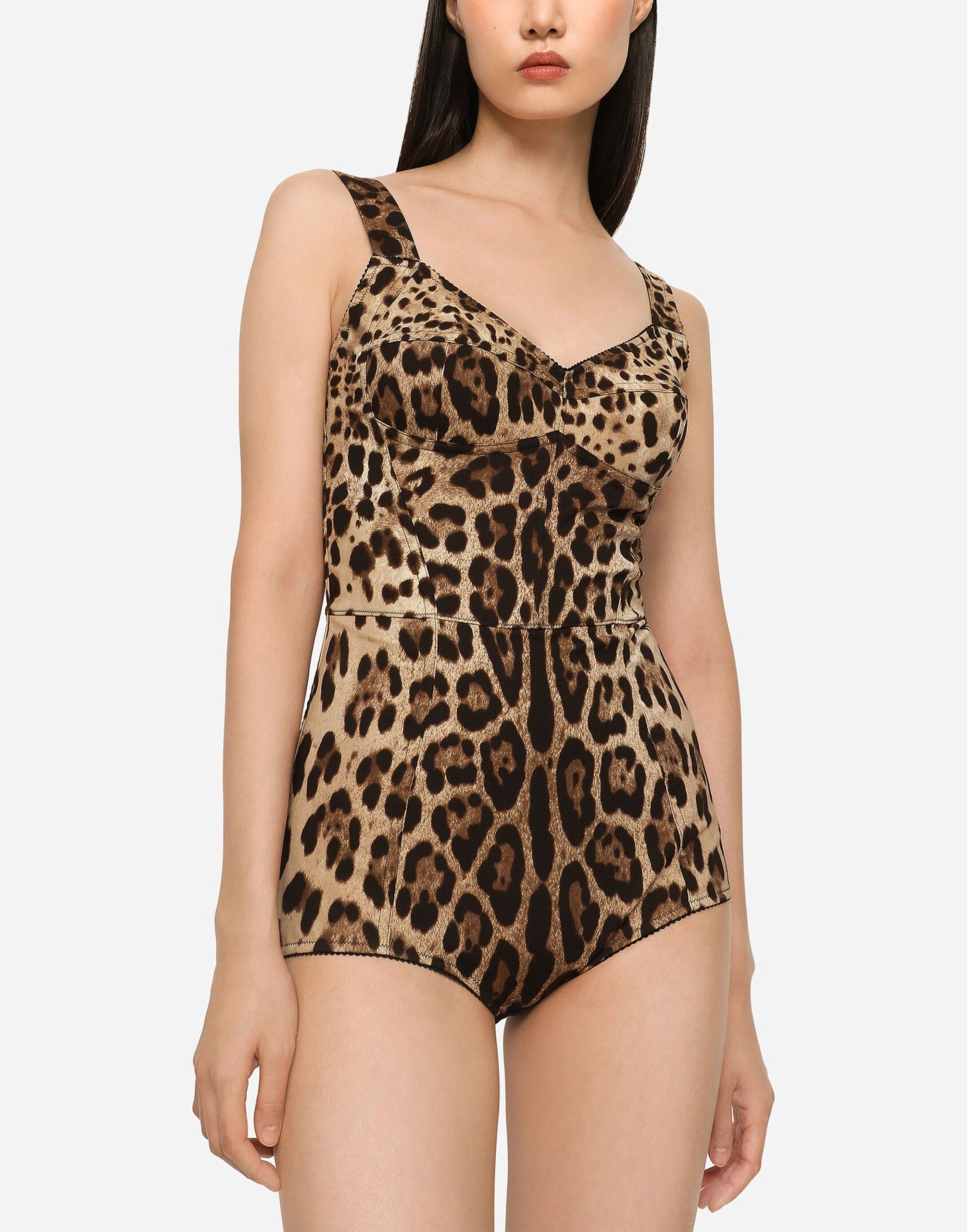 Dolce & Gabbana Leopard-Print Charmeuse Bodysuit