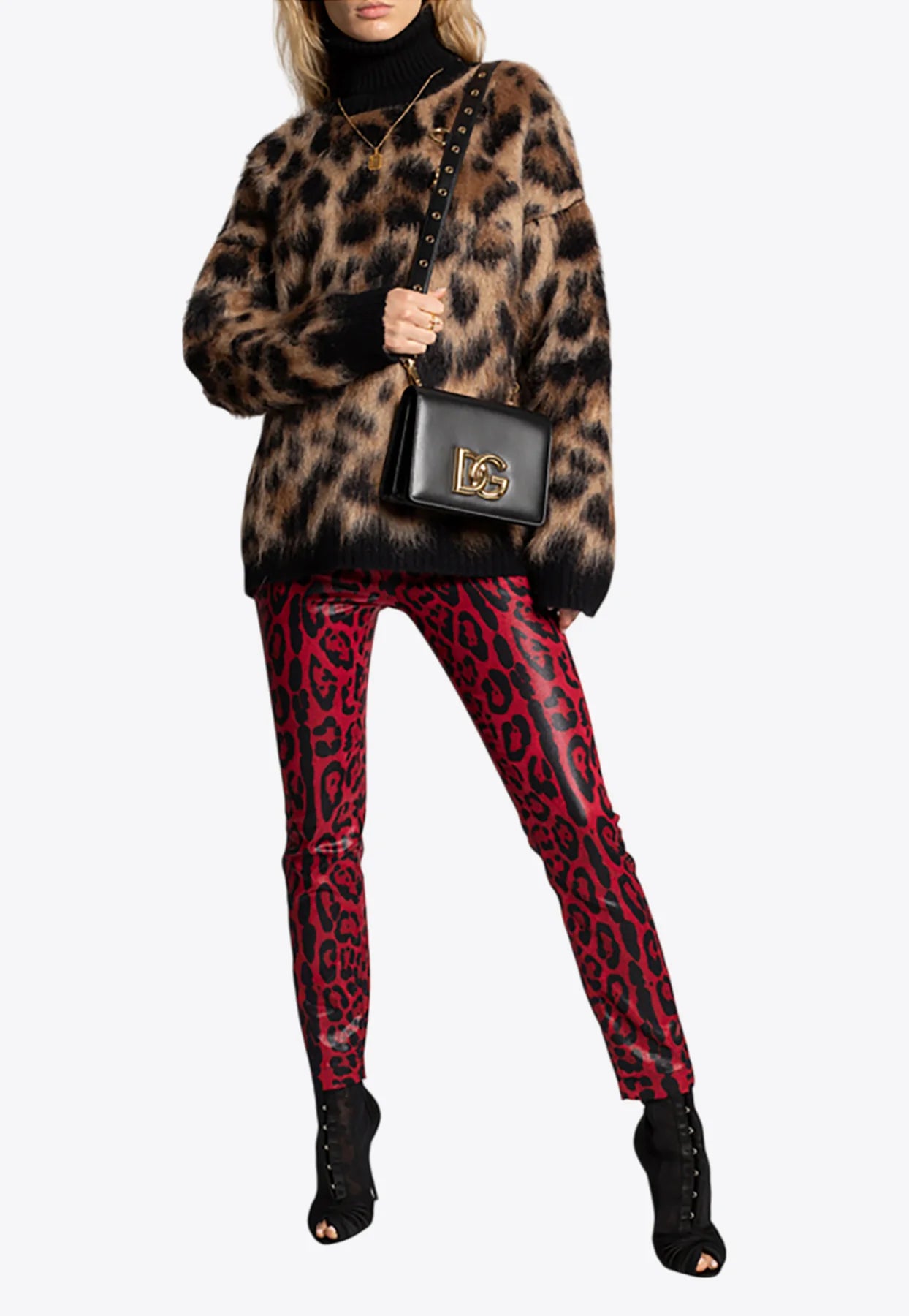 Dolce & Gabbana Leopard-Print Coated Skinny Jeans - alternate view
