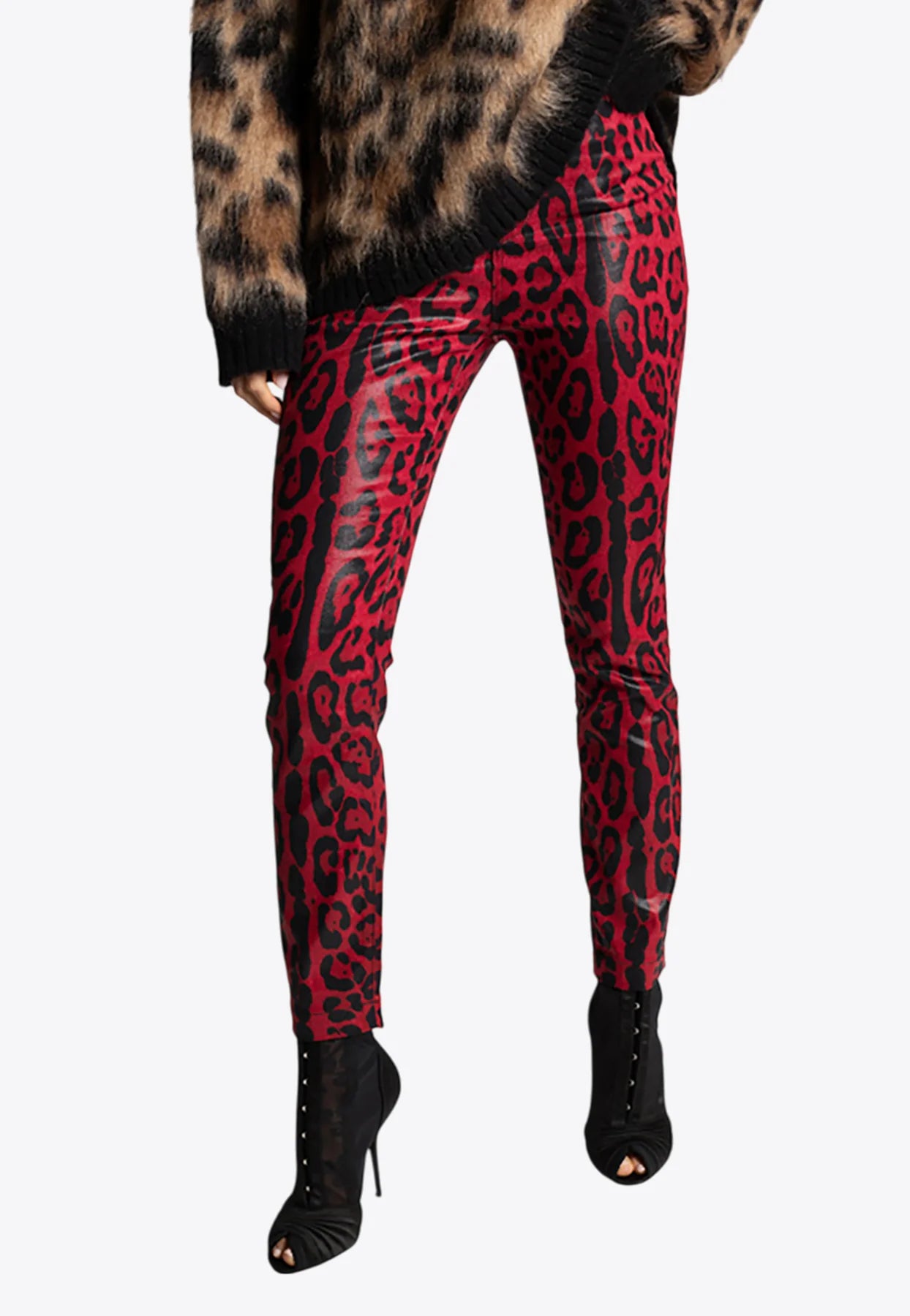 Dolce & Gabbana Leopard-Print Coated Skinny Jeans