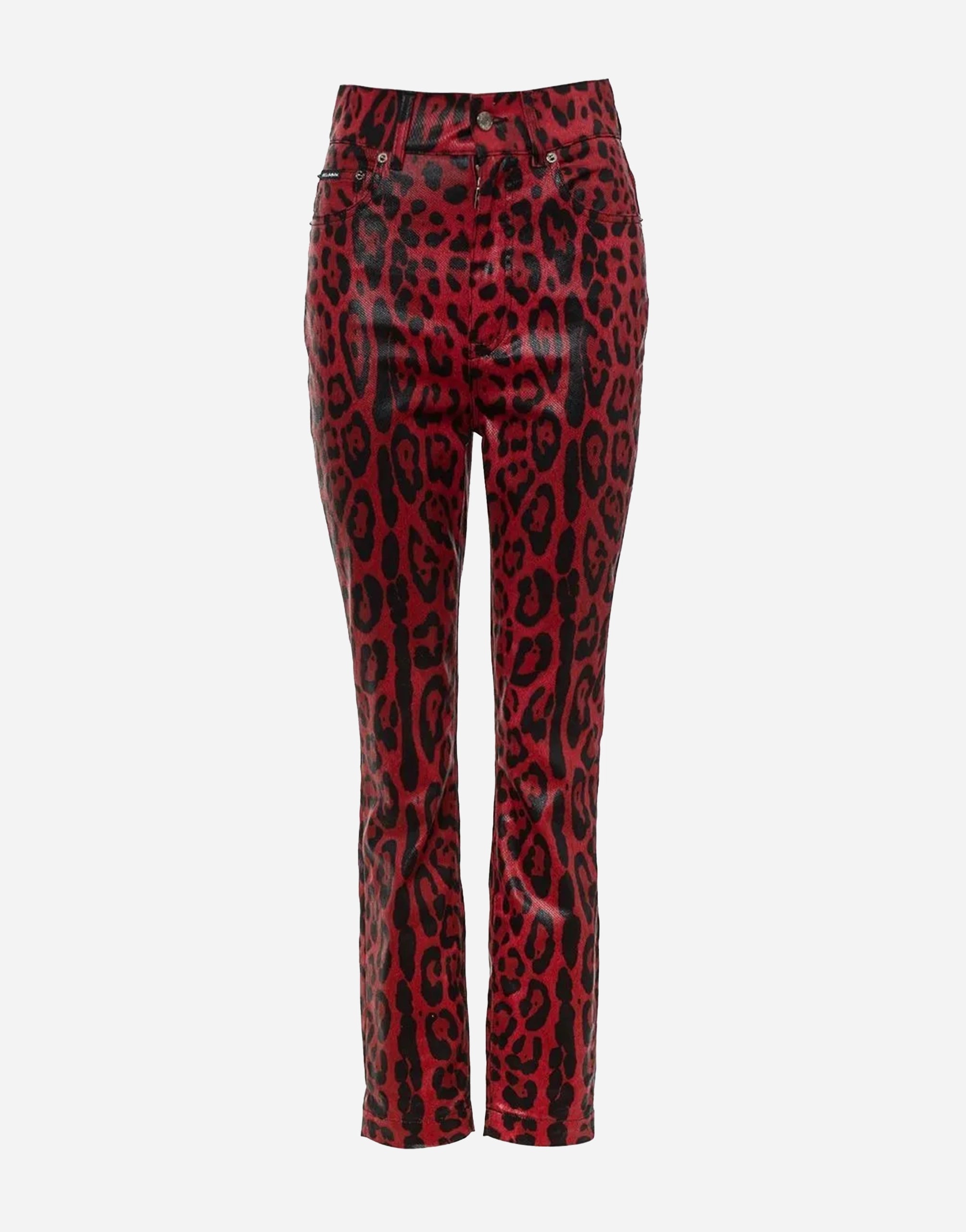 Dolce & Gabbana Leopard-Print Coated Skinny Jeans