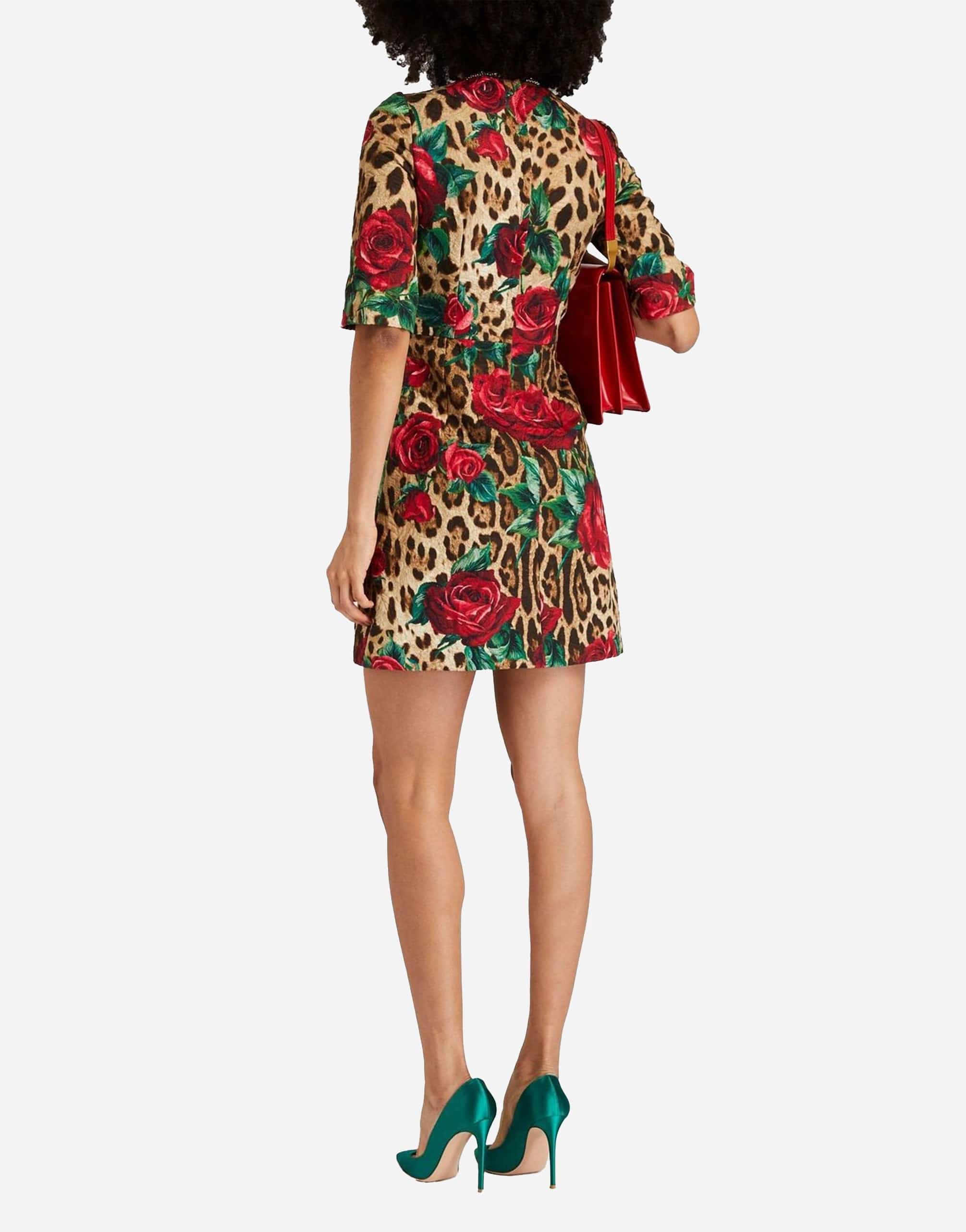 Dolce & Gabbana Leopard Print Cotton-Blend Mini Dress