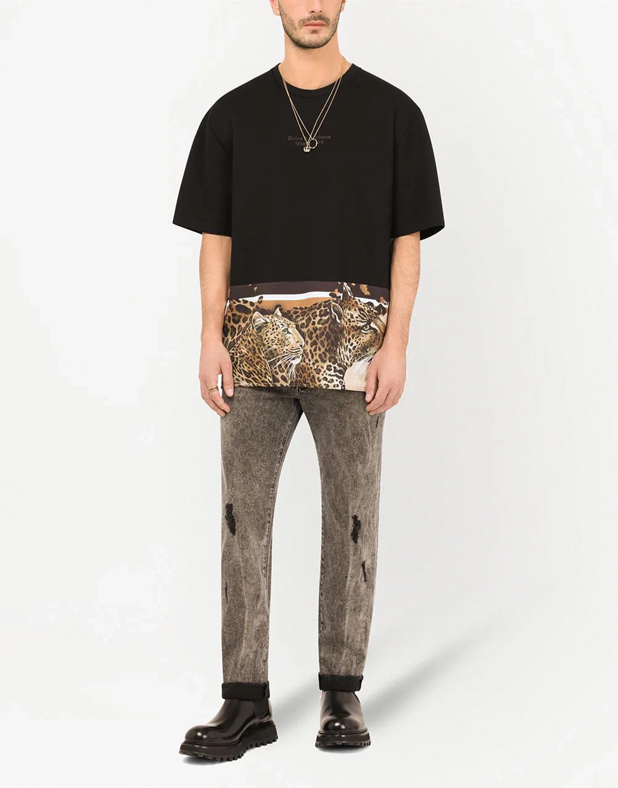 Dolce & Gabbana Leopard-print Cotton T-shirt With Patch