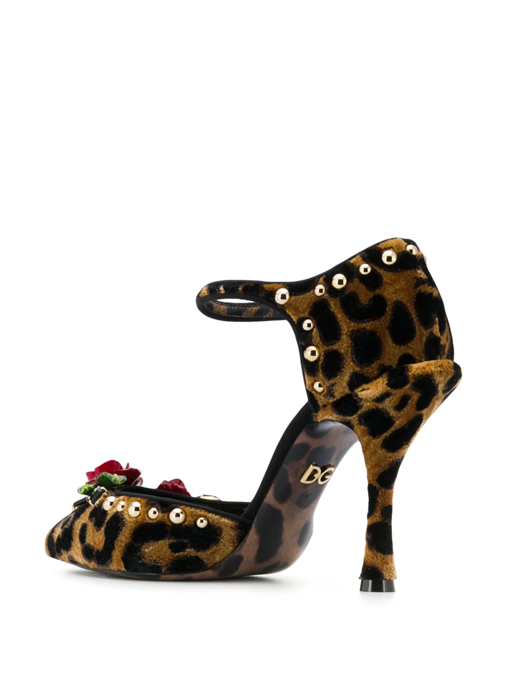 Dolce & Gabbana Leopard Print Crystal Sandals