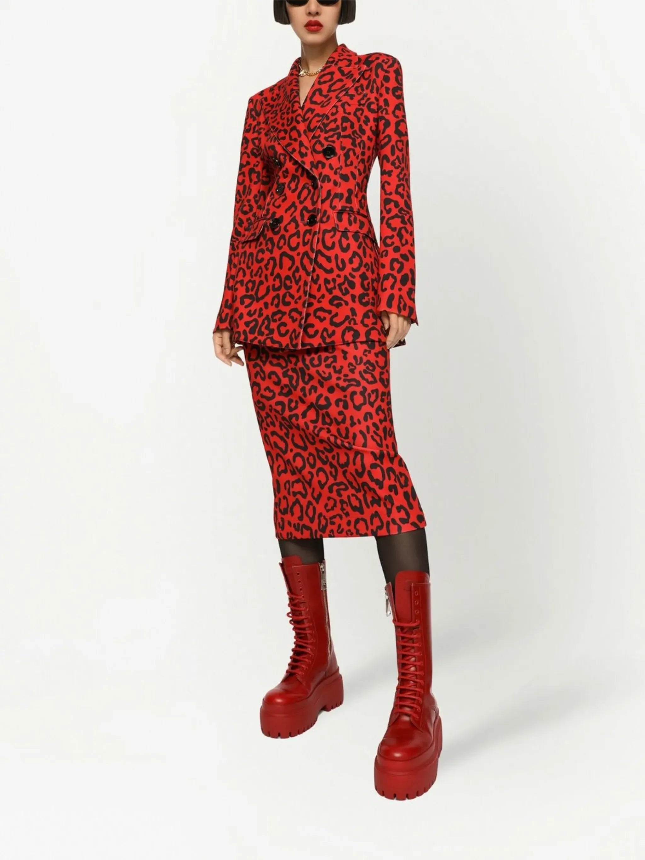 Leopard-Print Double-Breasted Blazer - alternate view