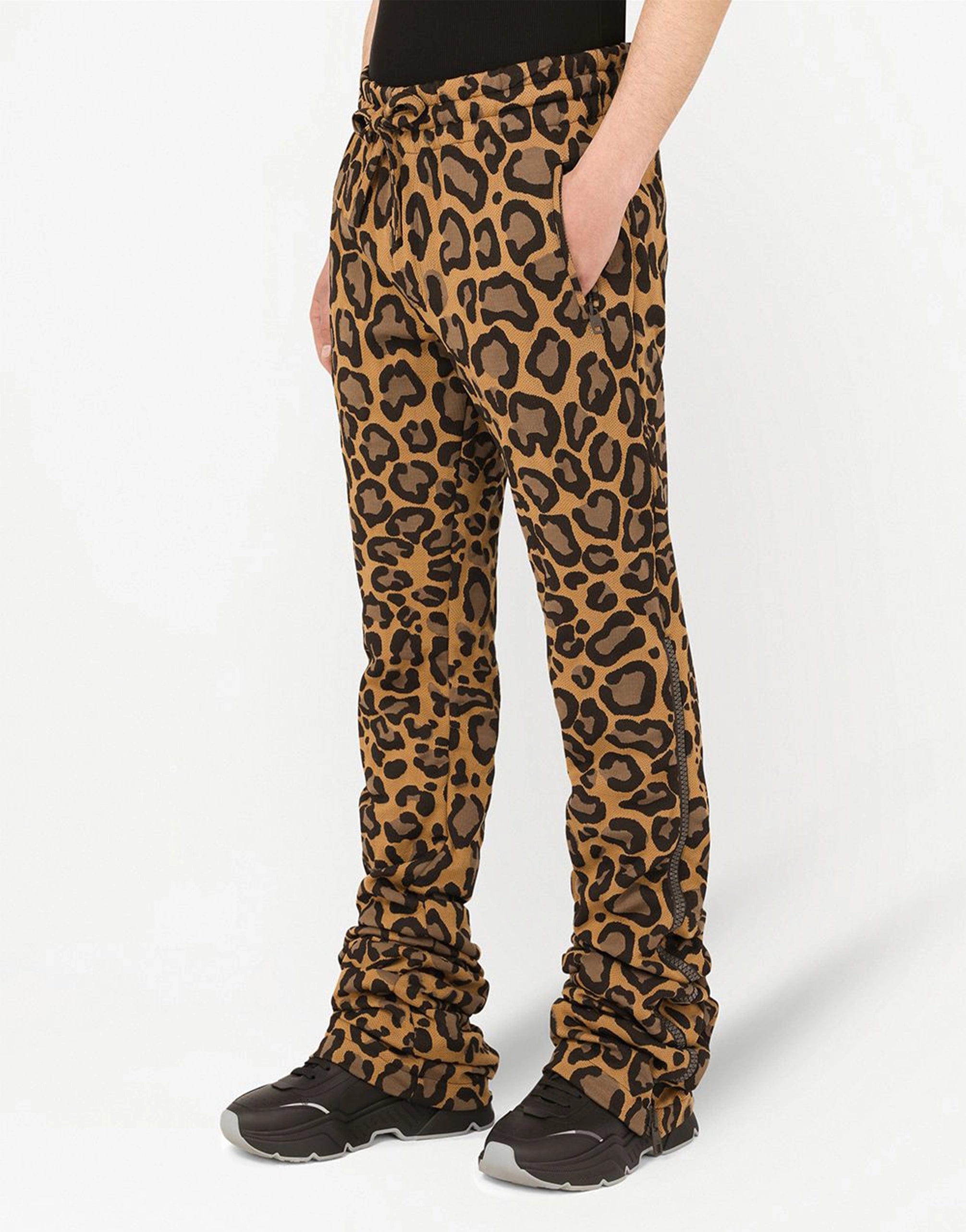 Pantaloni con coulisse con stampa leopardata