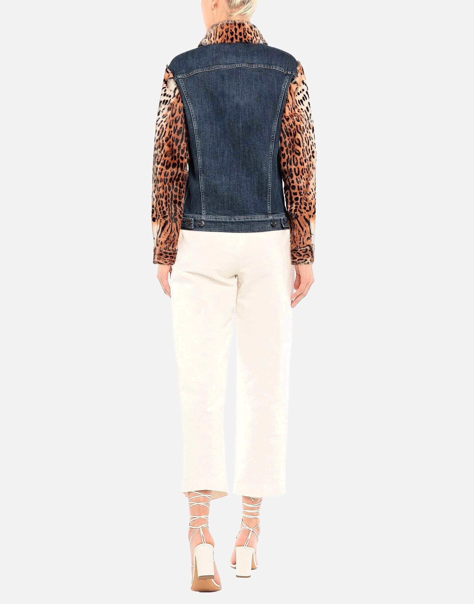 Dolce & Gabbana Leopard Print Embellished Denim Jacket