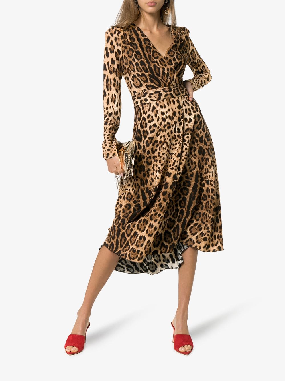 Dolce & Gabbana Elegant V-Neck A-Line Maxi Dress in Brown Dolce & Gabbana Elegant V-Neck A-Line Maxi Dress in Brown