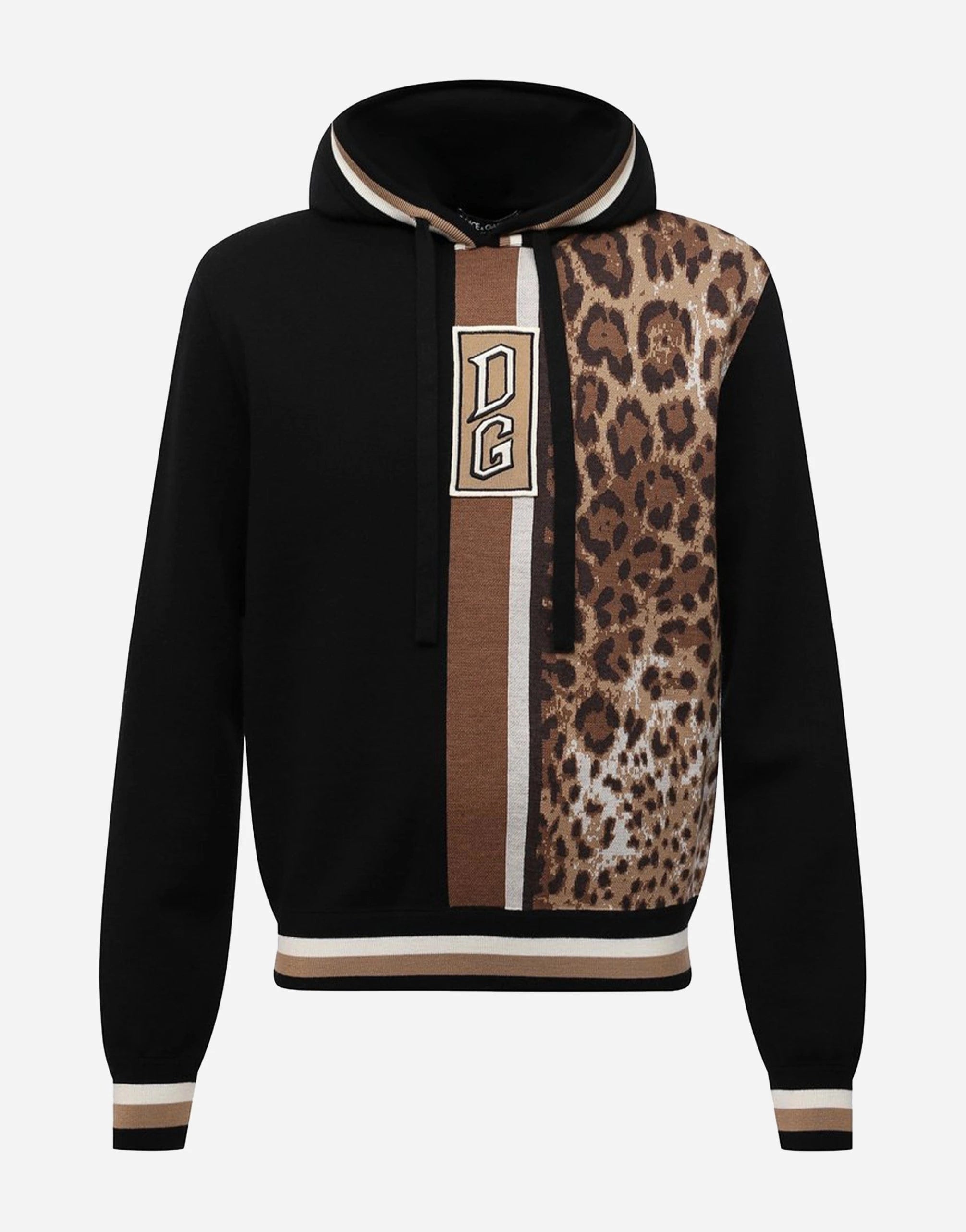 Dolce & Gabbana Leopard Print Jersey Wool Hoodie | Sendegaro