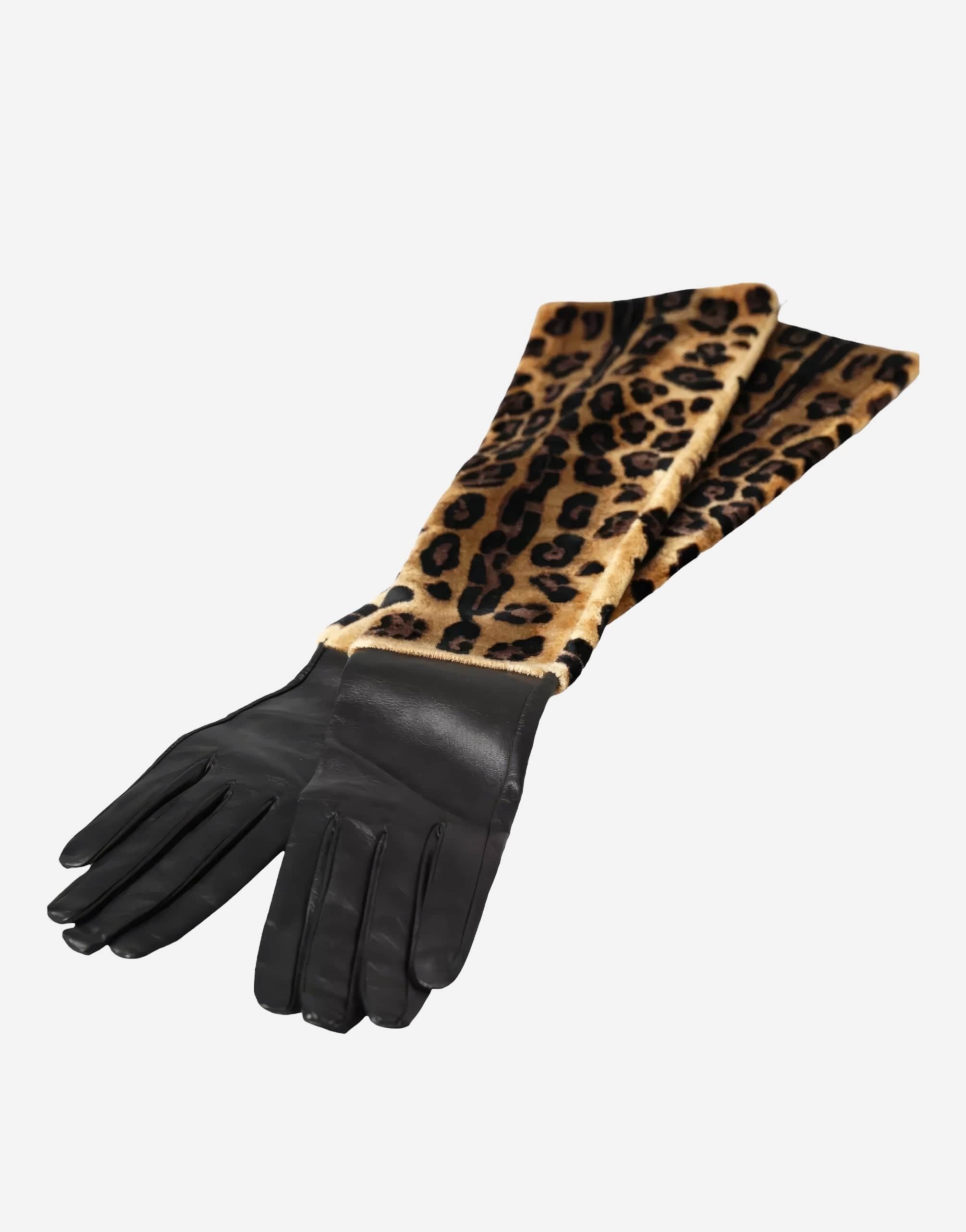 Dolce & Gabbana Leopard Print Leather Gloves