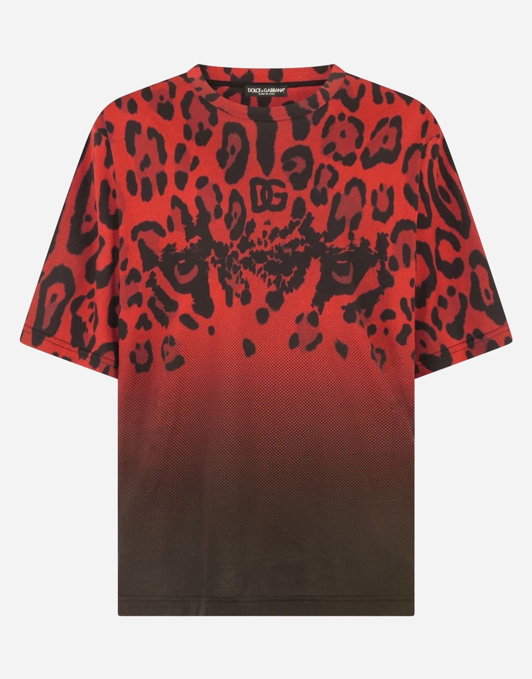 T-shirt con stampa logo leopardato