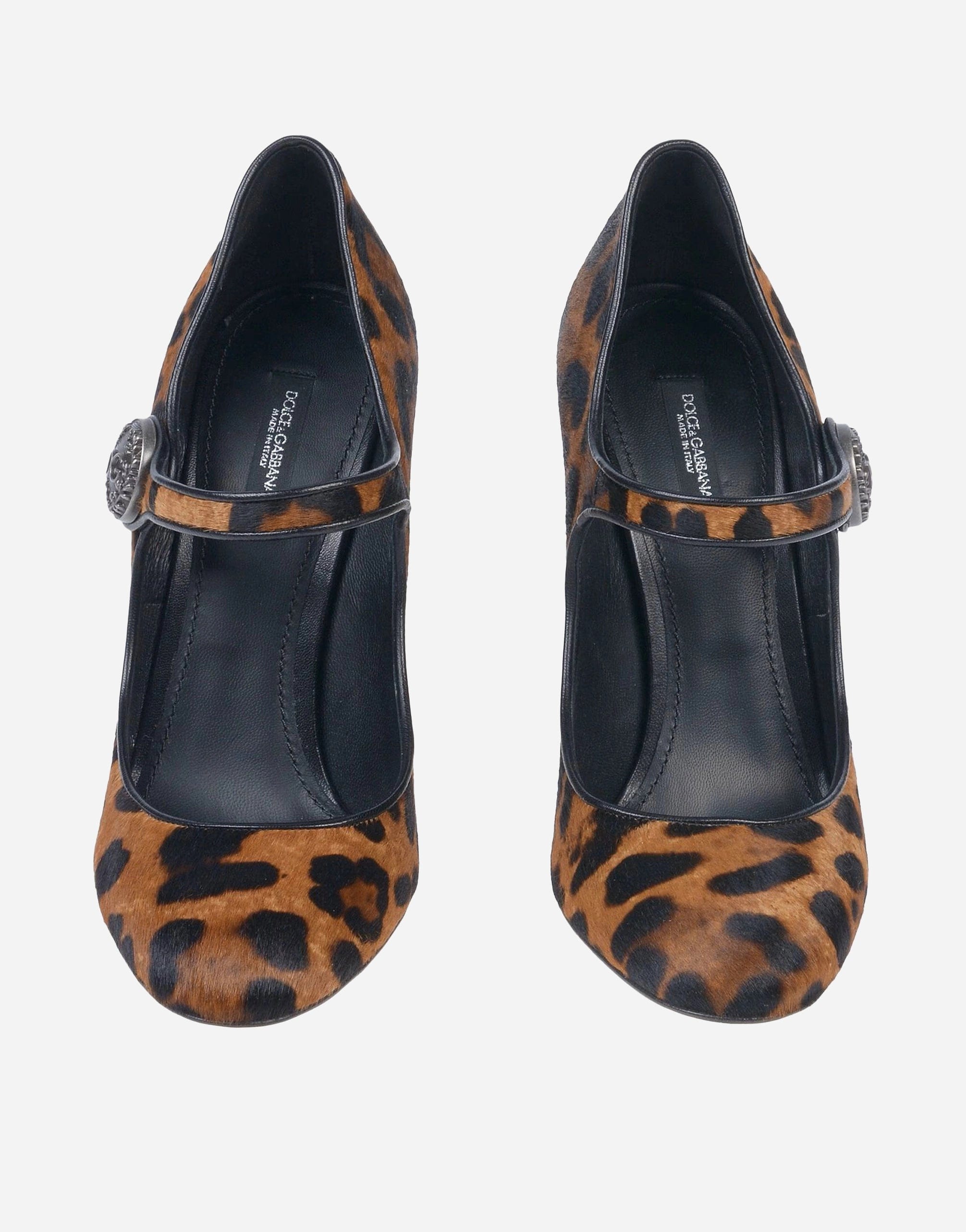 Dolce & Gabbana Leopard Print Mary Jane Pumps In Brown