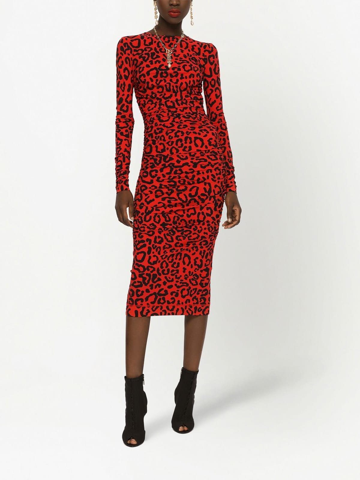 Dolce & Gabbana Leopard-Print Mid-Calf Dress