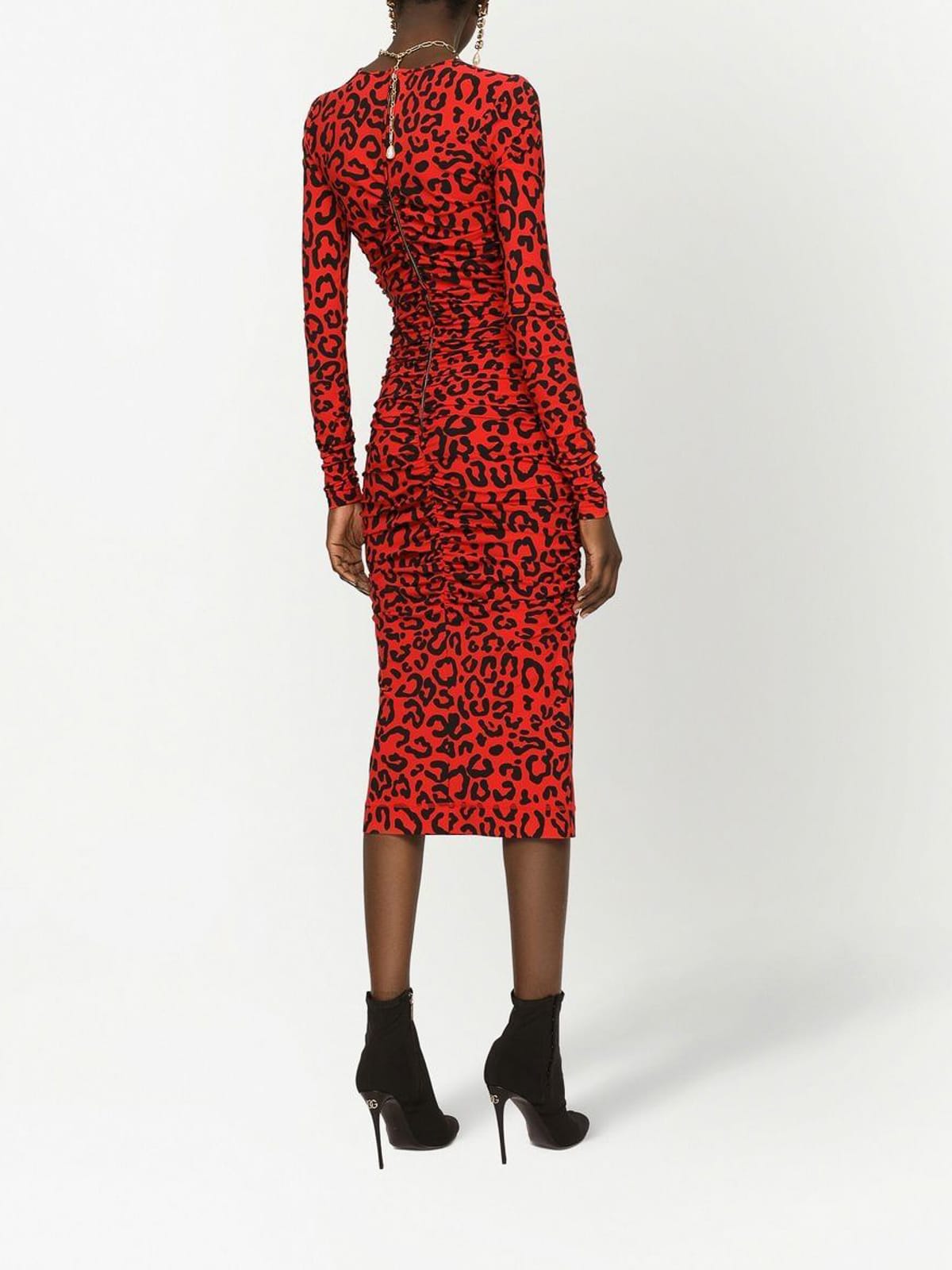 Dolce & Gabbana Leopard-Print Mid-Calf Dress