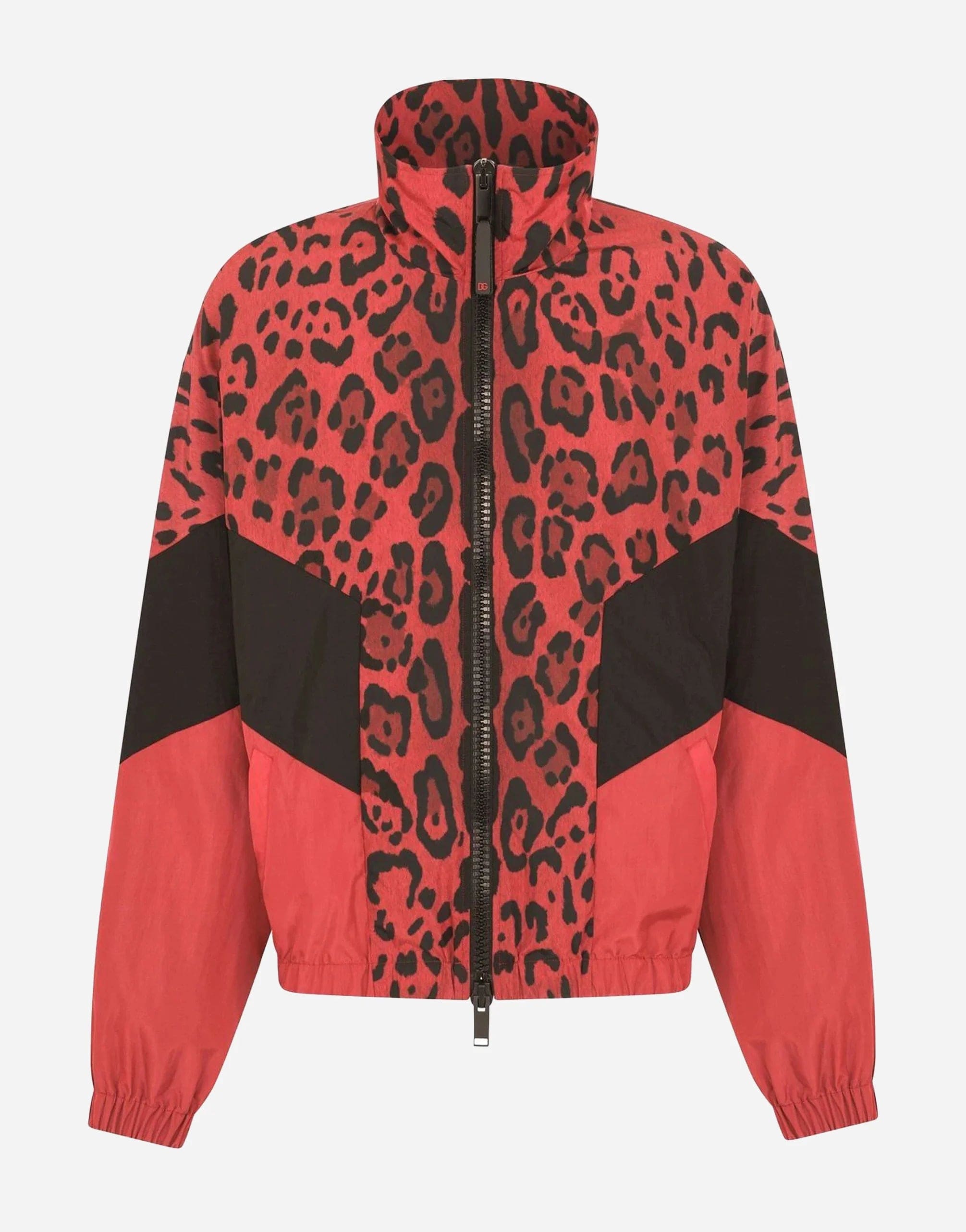 Leopard-Print Panelled Zip Jacket