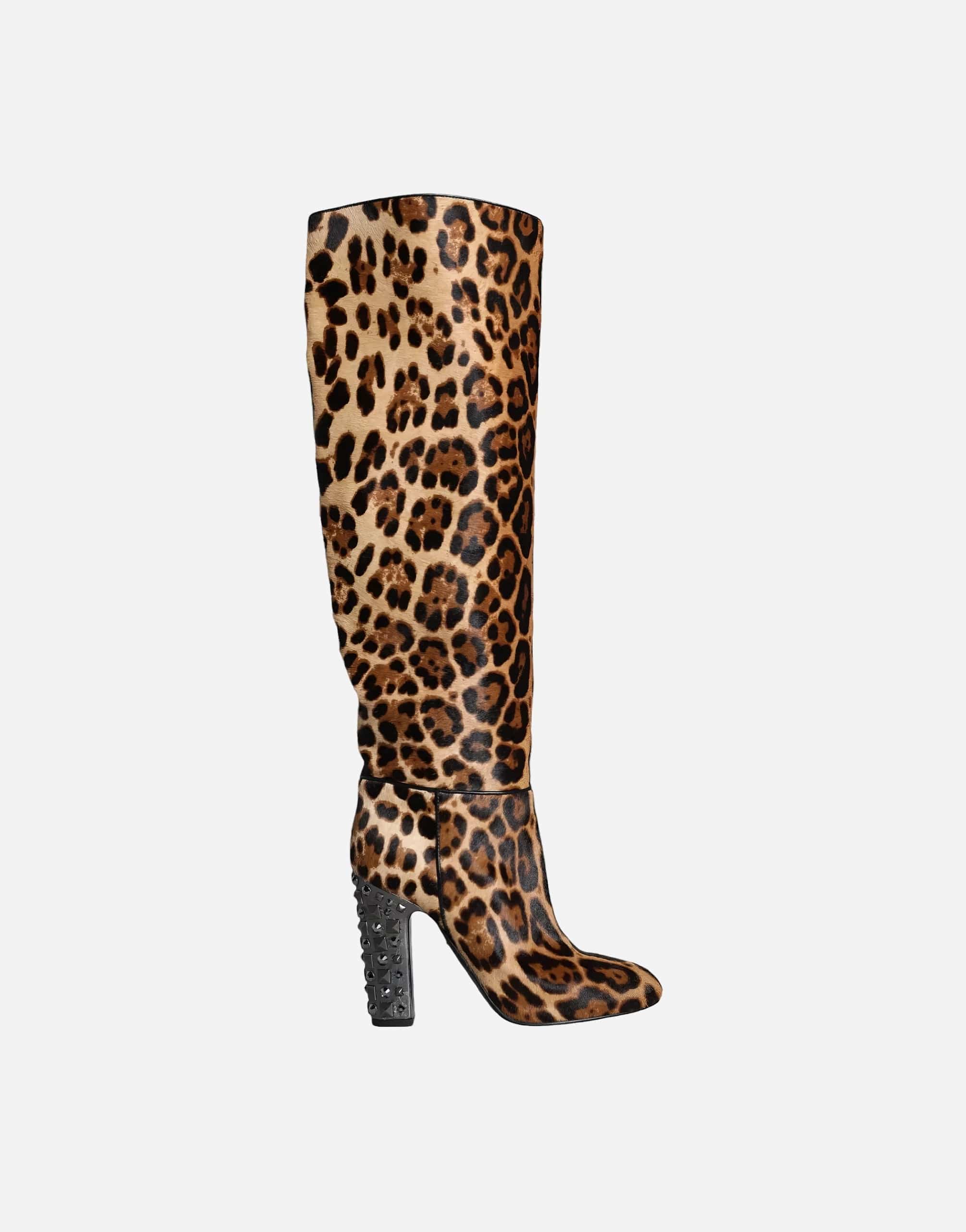 Dolce & Gabbana Leopard Print Pony Hair Boots