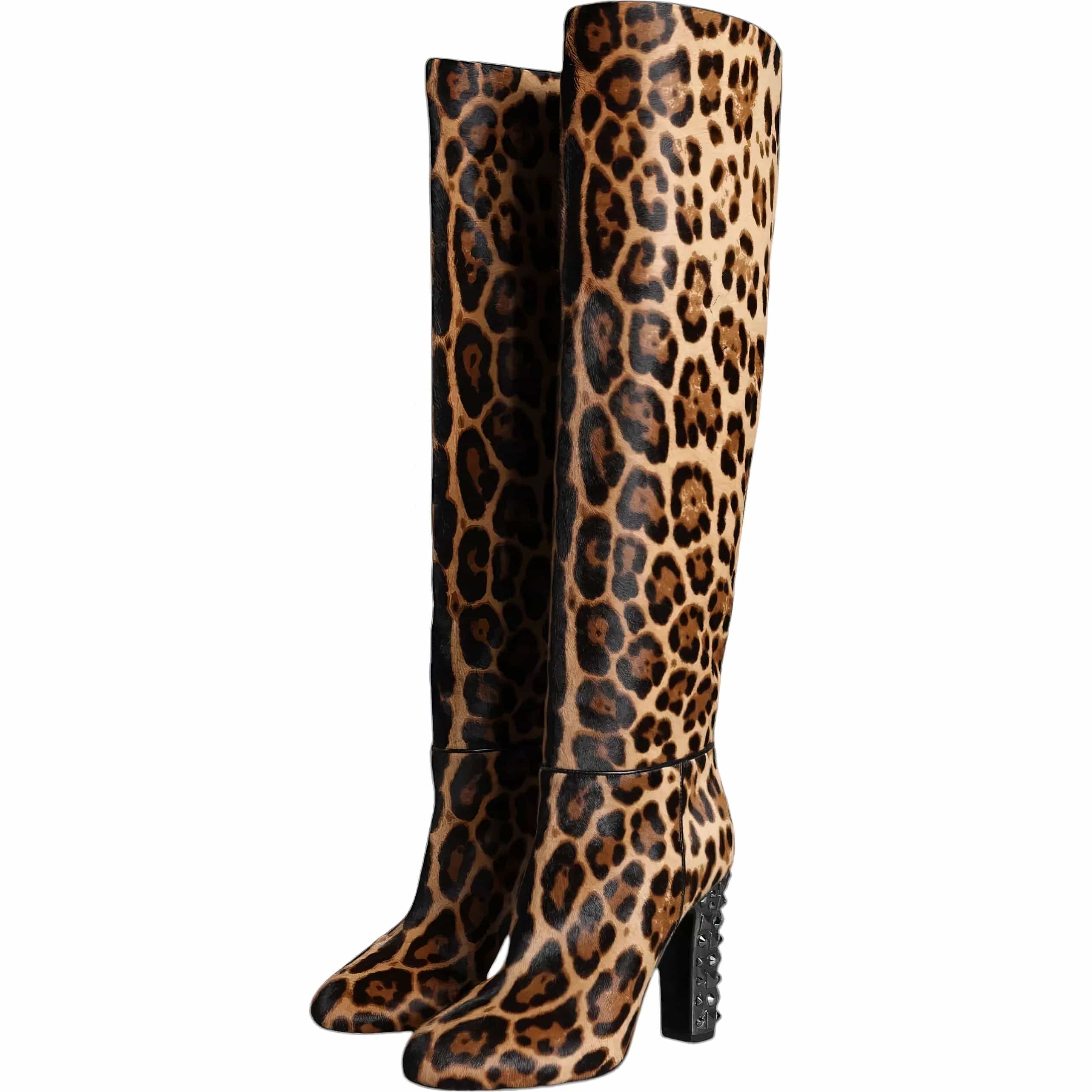 Dolce & Gabbana Leopard Print Pony Hair Boots