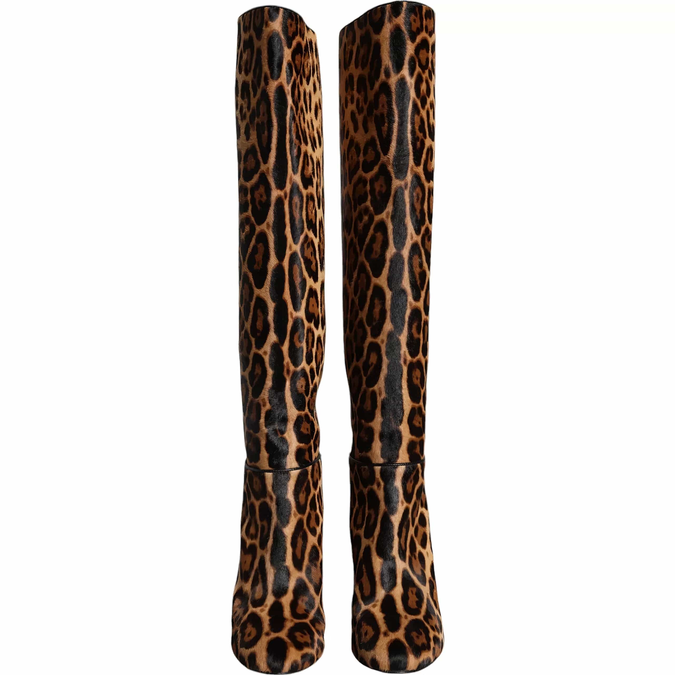 Dolce & Gabbana Leopard Print Pony Hair Boots