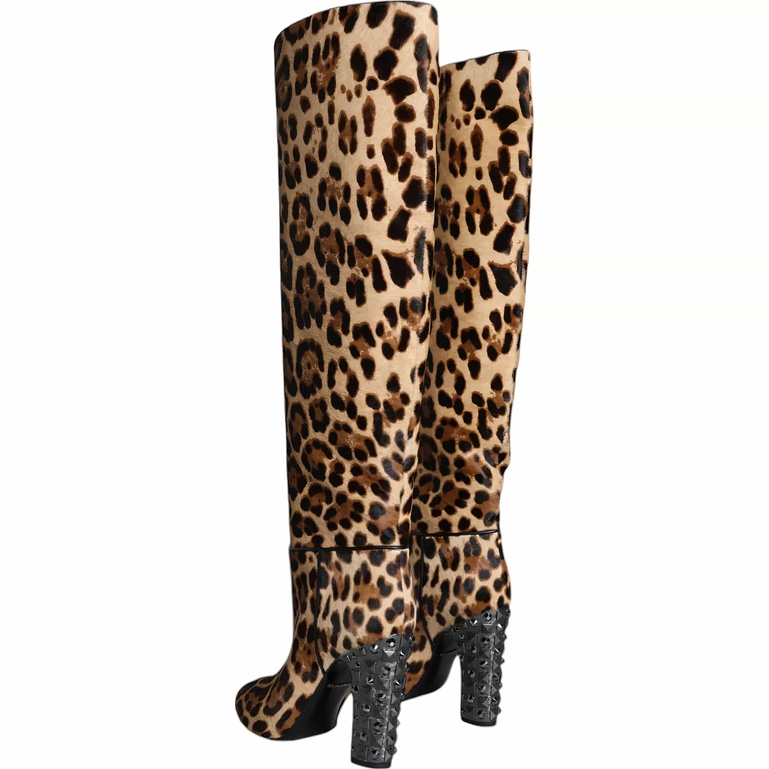 Dolce & Gabbana Leopard Print Pony Hair Boots