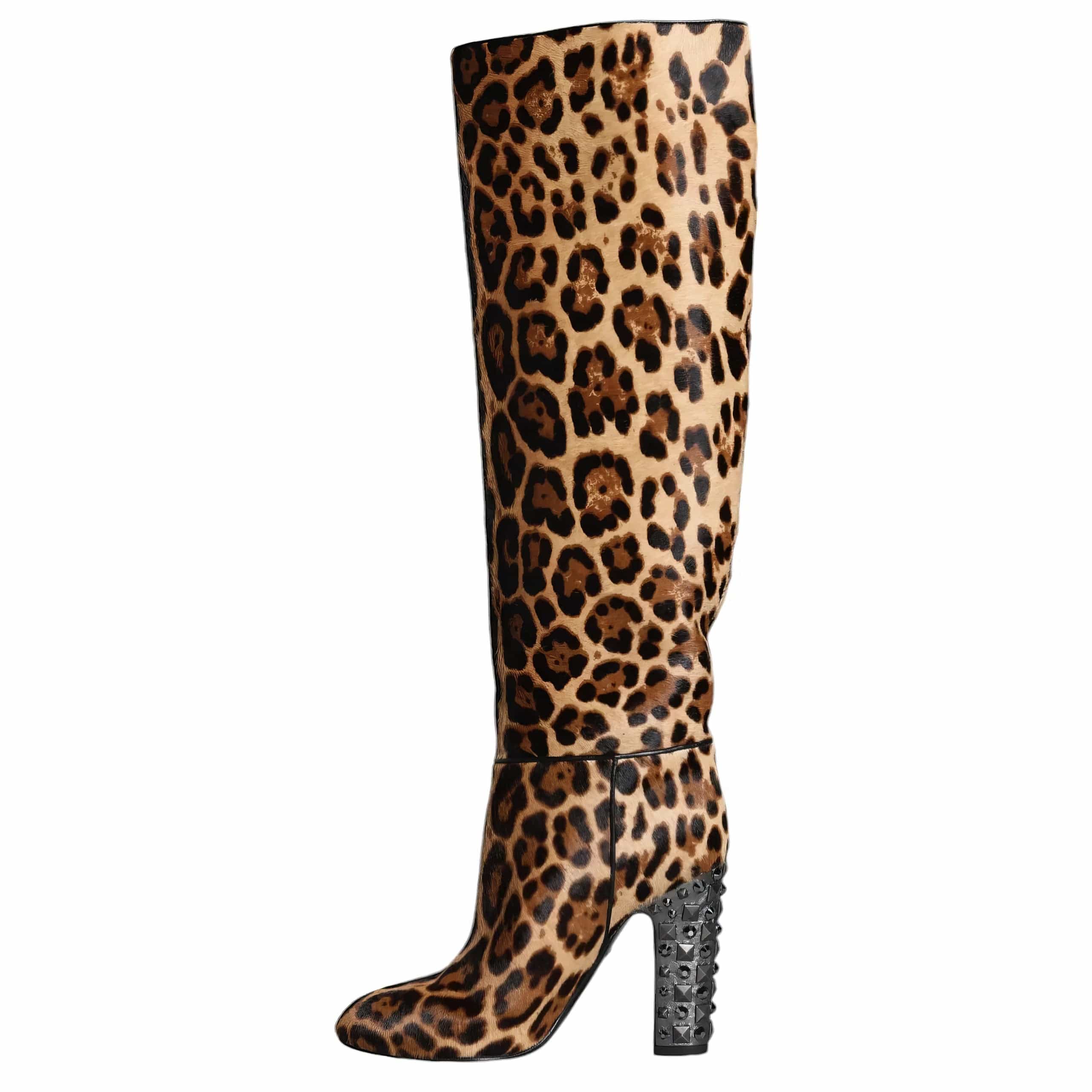 Dolce & Gabbana Leopard Print Pony Hair Boots