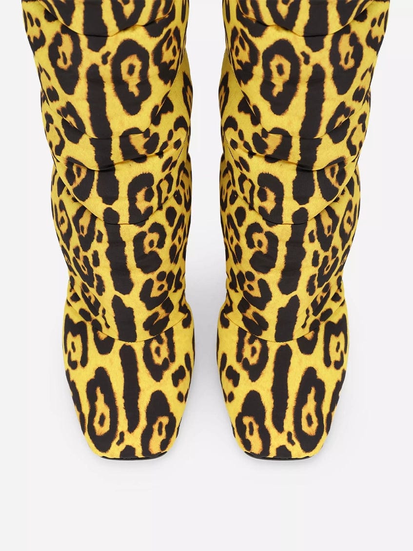 Dolce & Gabbana Leopard Print Quilted Nylon Boots