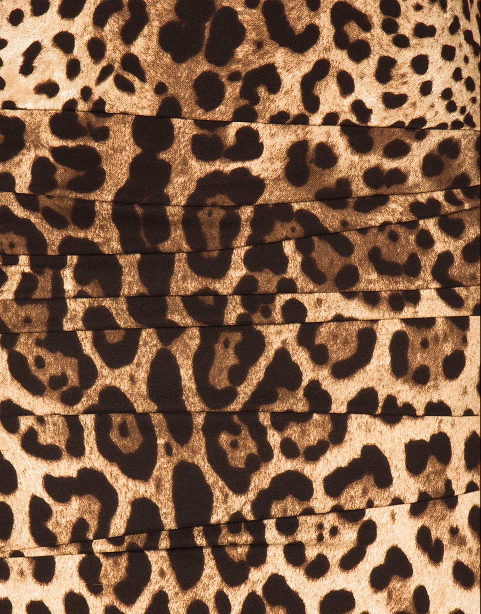 Dolce & Gabbana Leopard Print Ruched Midi Dress