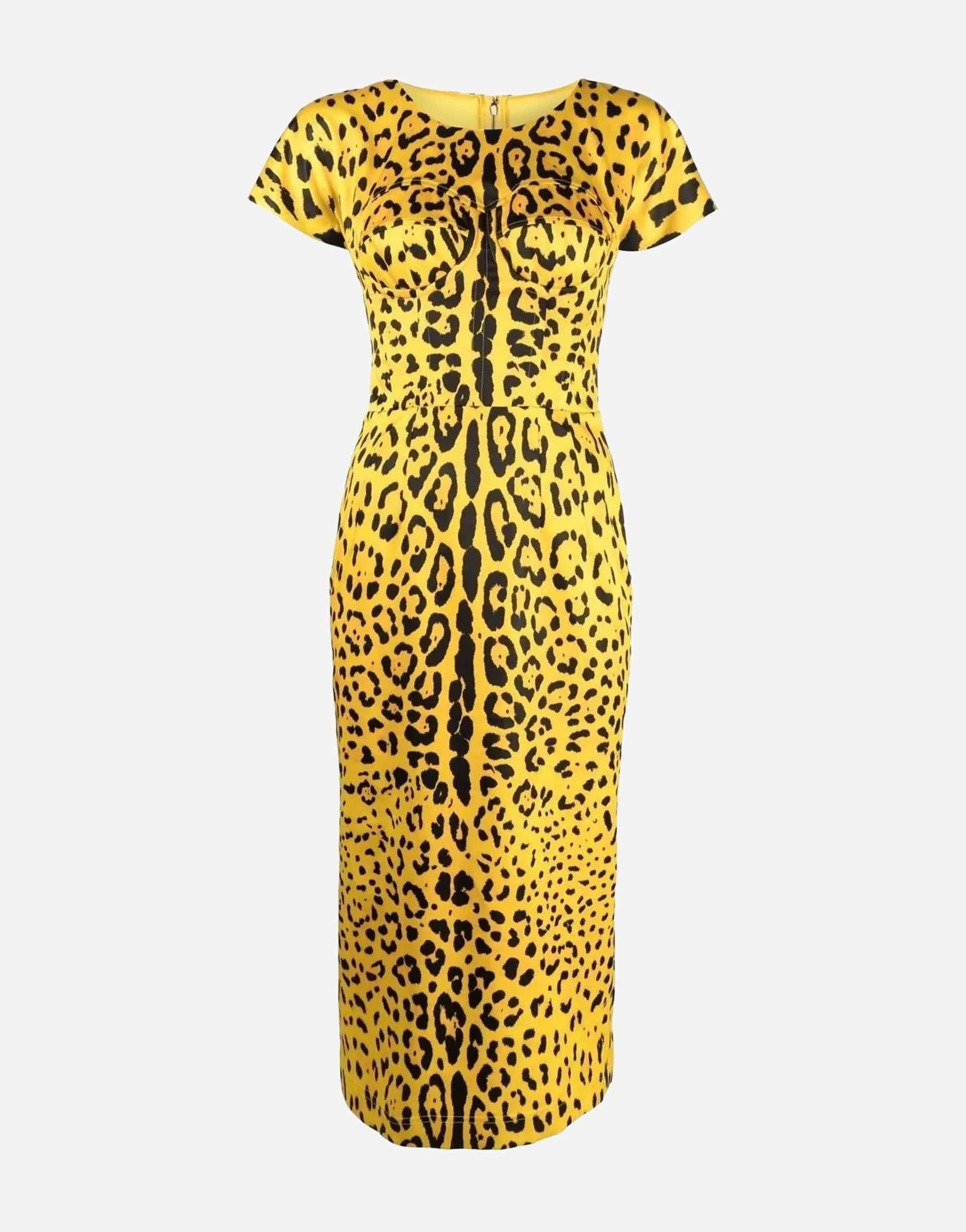 Dolce & Gabbana Leopard-Print Short-Sleeve Pencil Dress