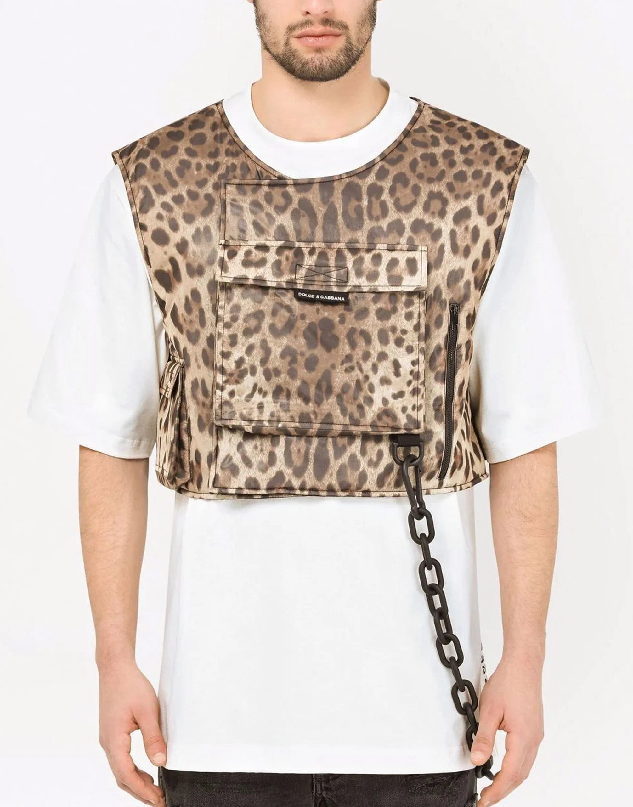 Leopard-Print Silk Vest