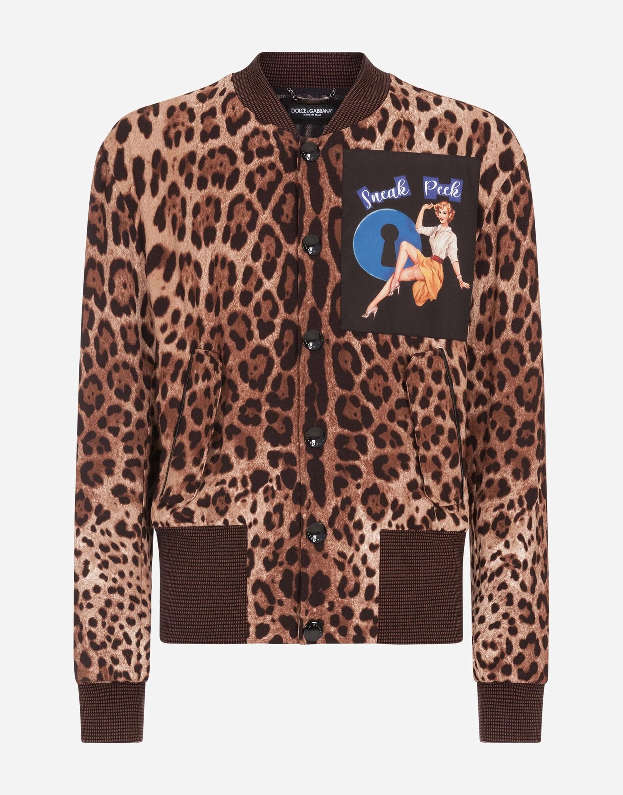 Dolce & Gabbana Leopard-Print Sneak Peak Patch Bomber Jacket