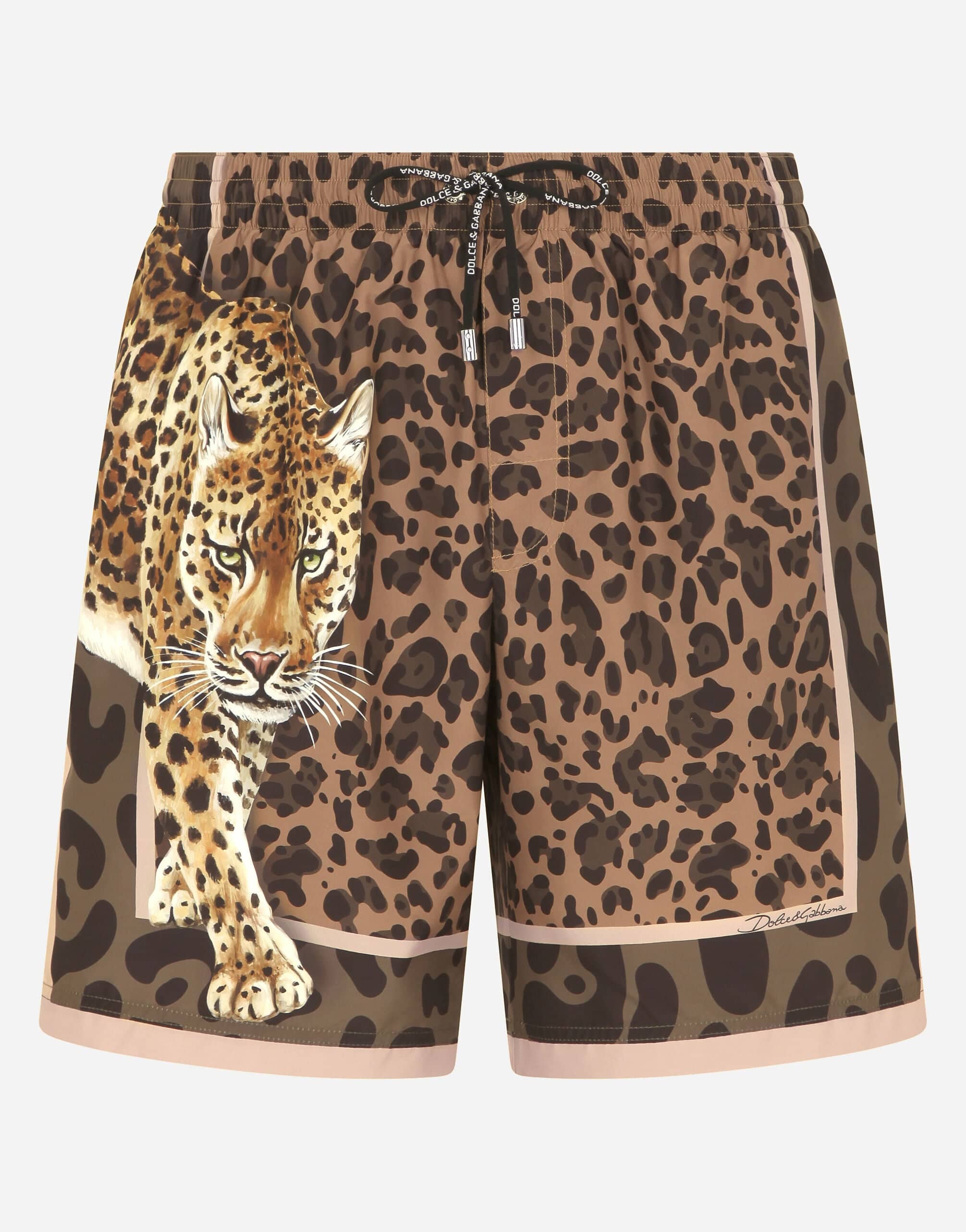 Dolce & Gabbana Leopard-Print Swim Trunks