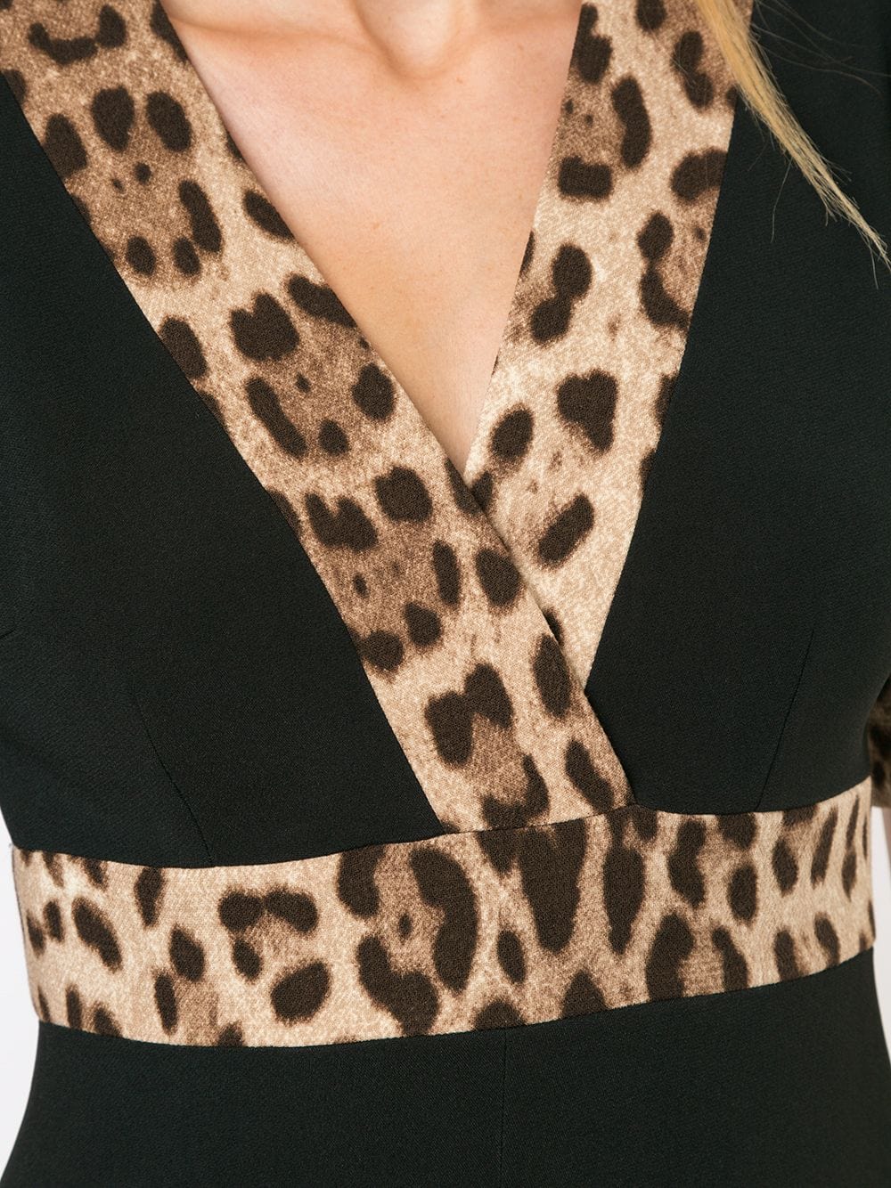 Dolce & Gabbana Leopard Print Trimmed Flared Dress