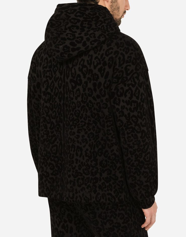 Dolce & Gabbana Leopard-Print Zip-Up Jersey Hoodie | Sendegaro