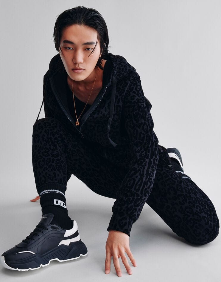 Dolce & Gabbana Leopard-Print Zip-Up Jersey Hoodie