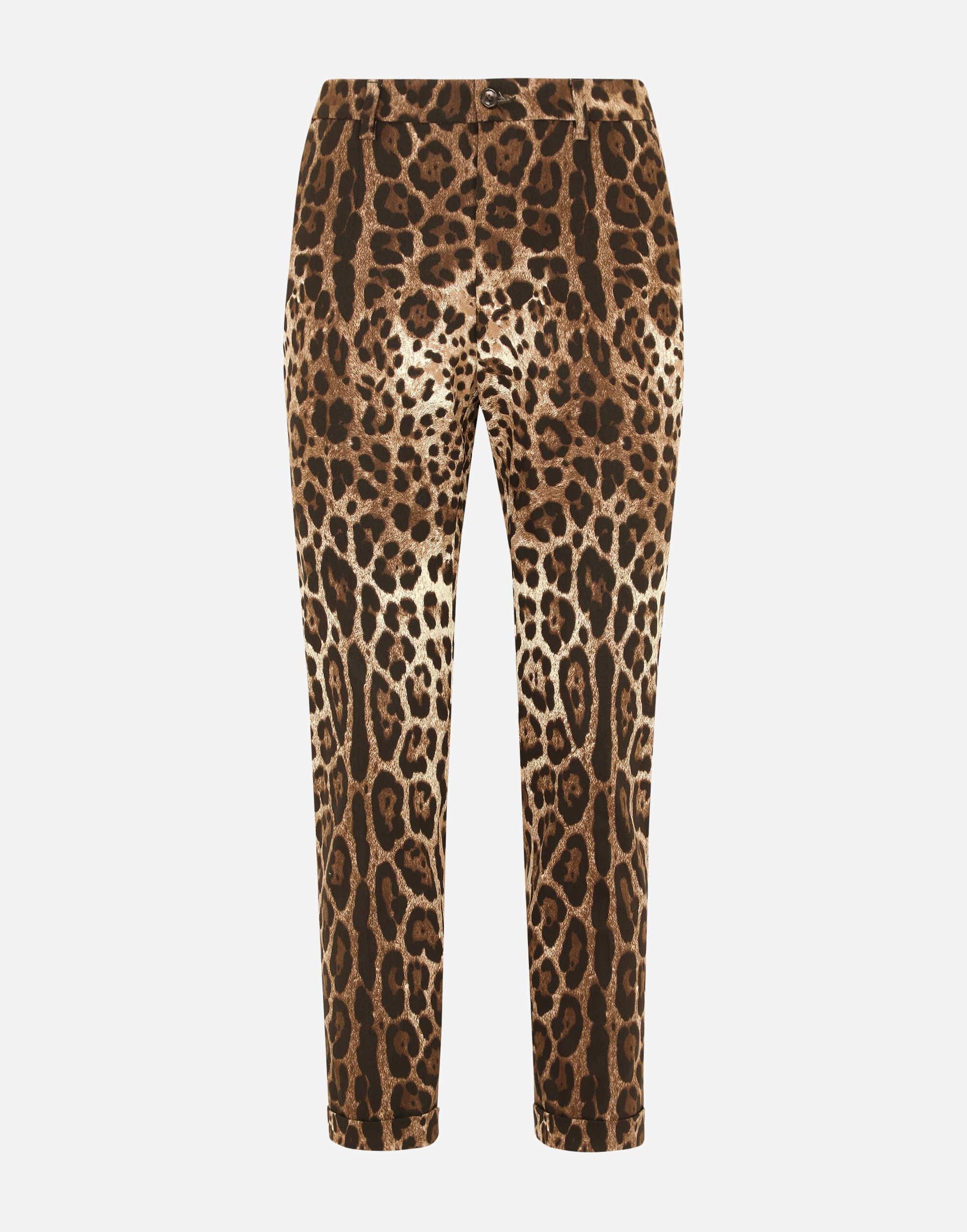 Dolce & Gabbana Leopard Printed Cotton Pants