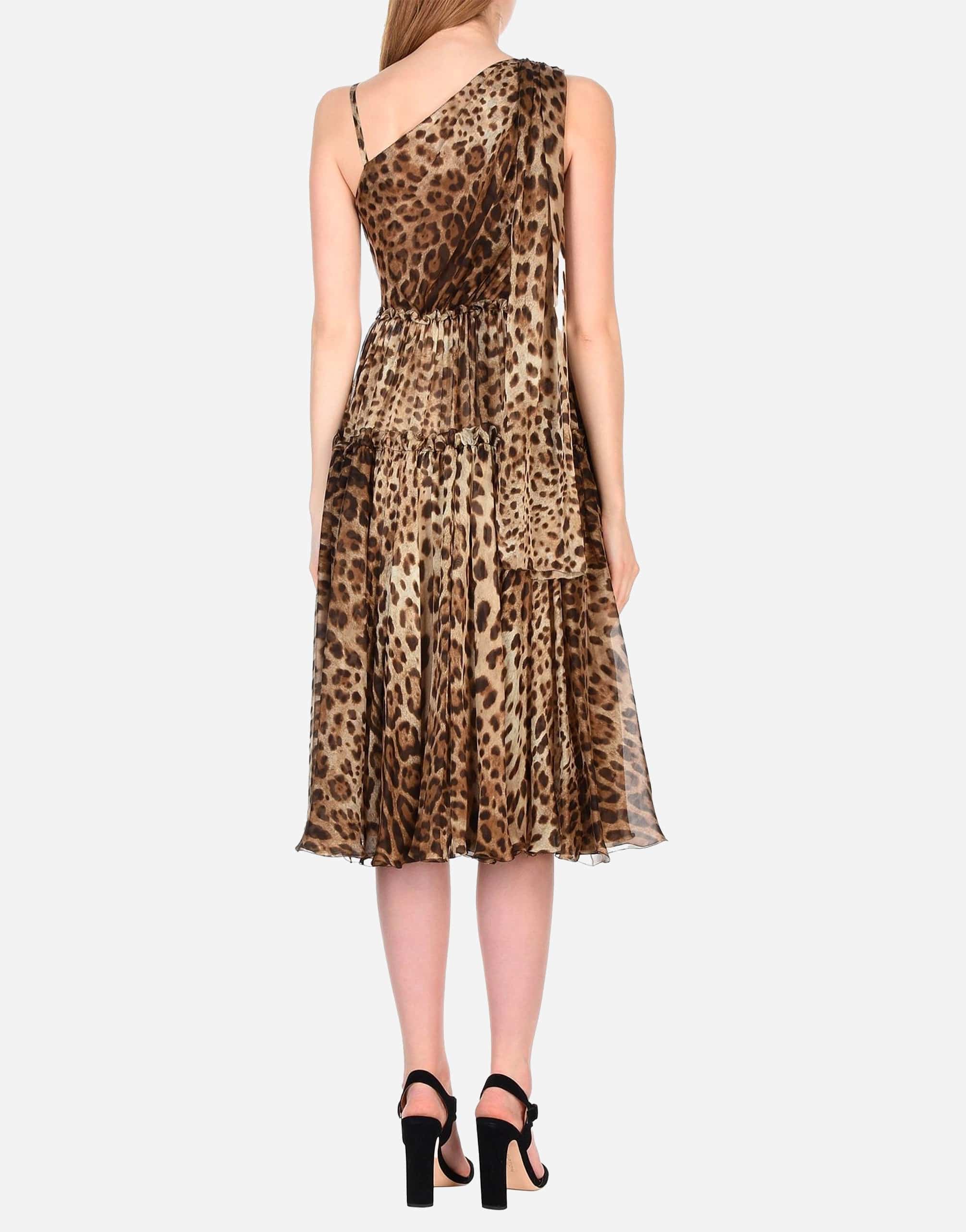 Dolce & Gabbana Leopard Printed Silk Chiffon Dress