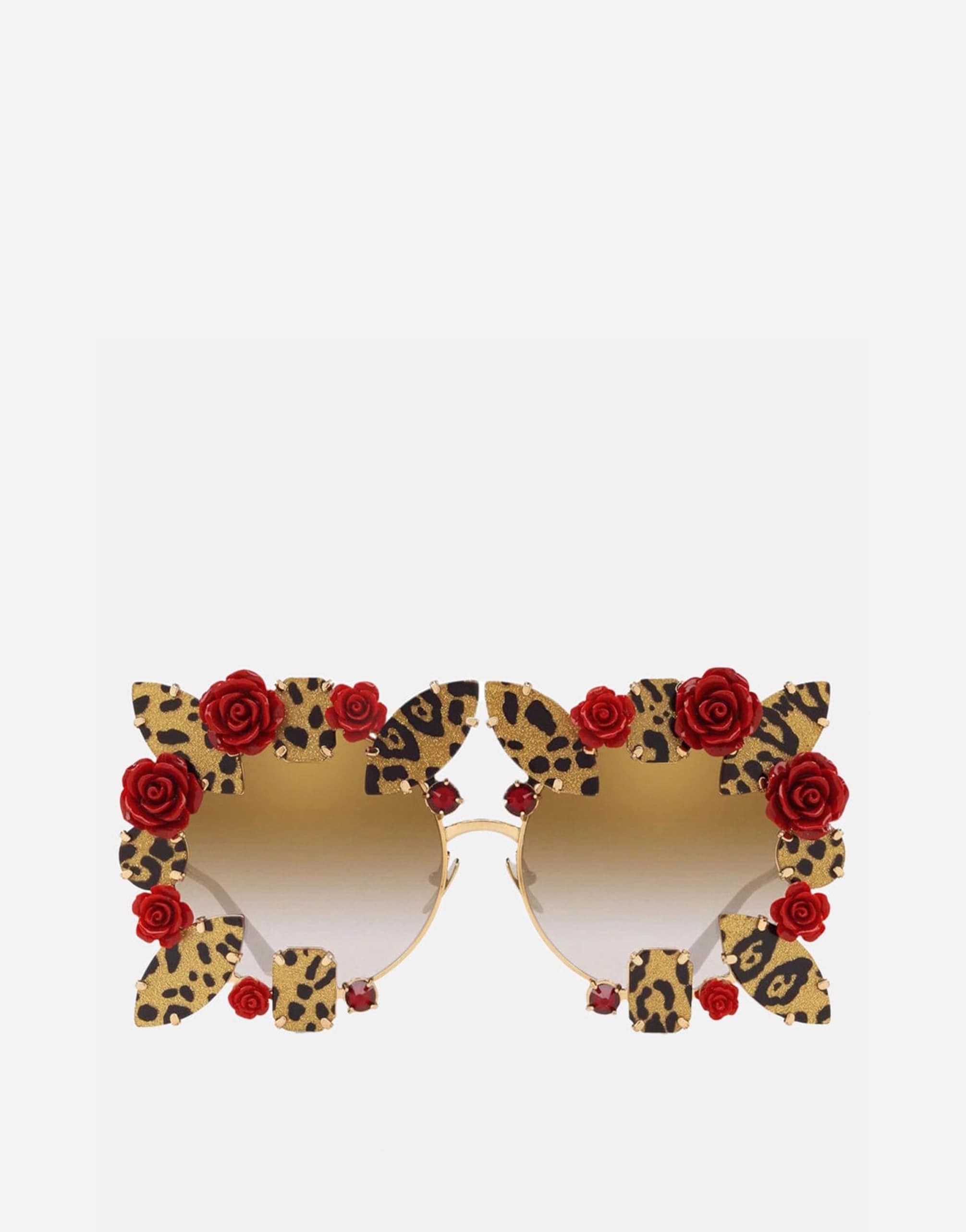 Dolce & Gabbana Leopard & Rose  Embellished Sunglasses