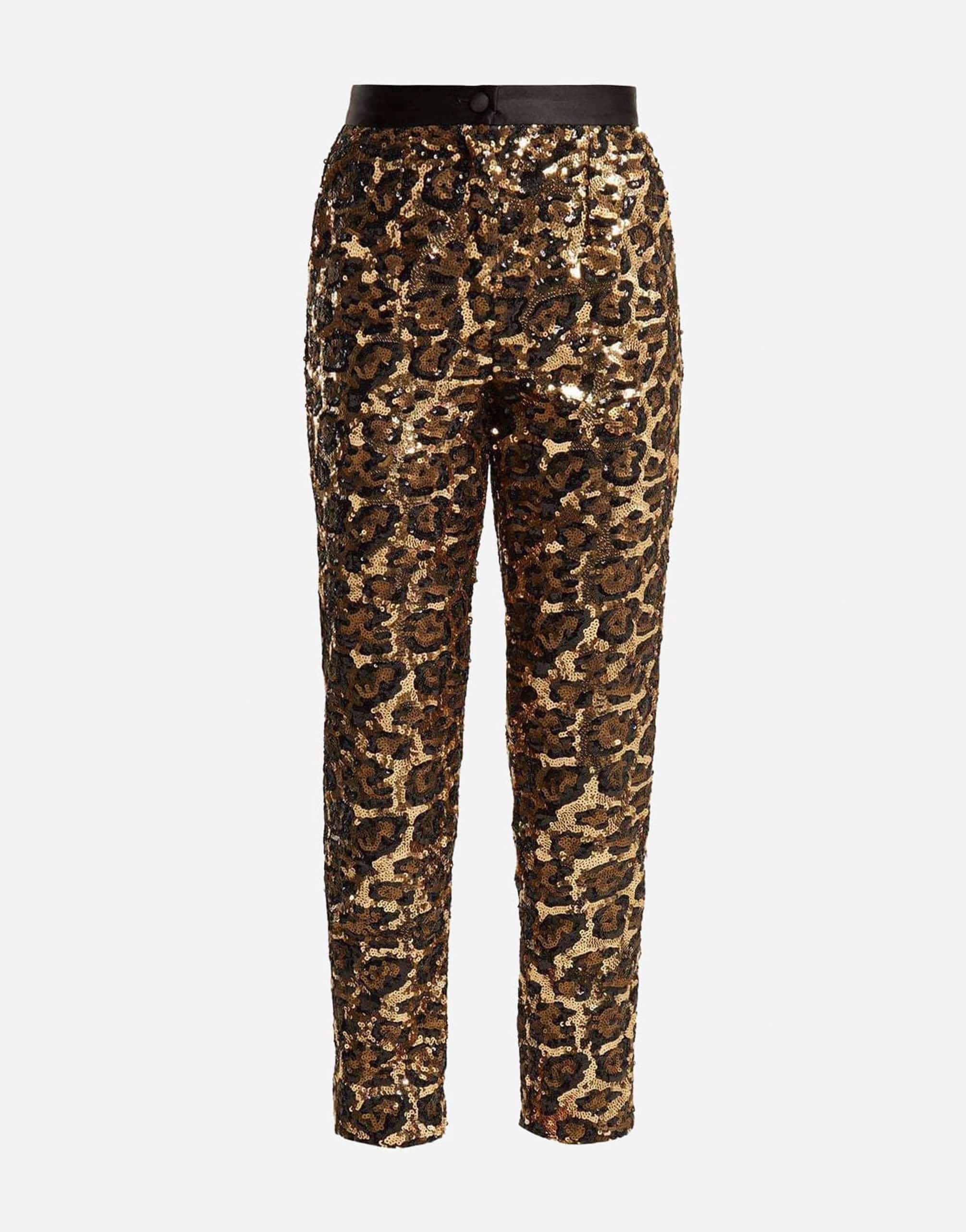 Sequin Cuffed Ankle Trouser - Gold