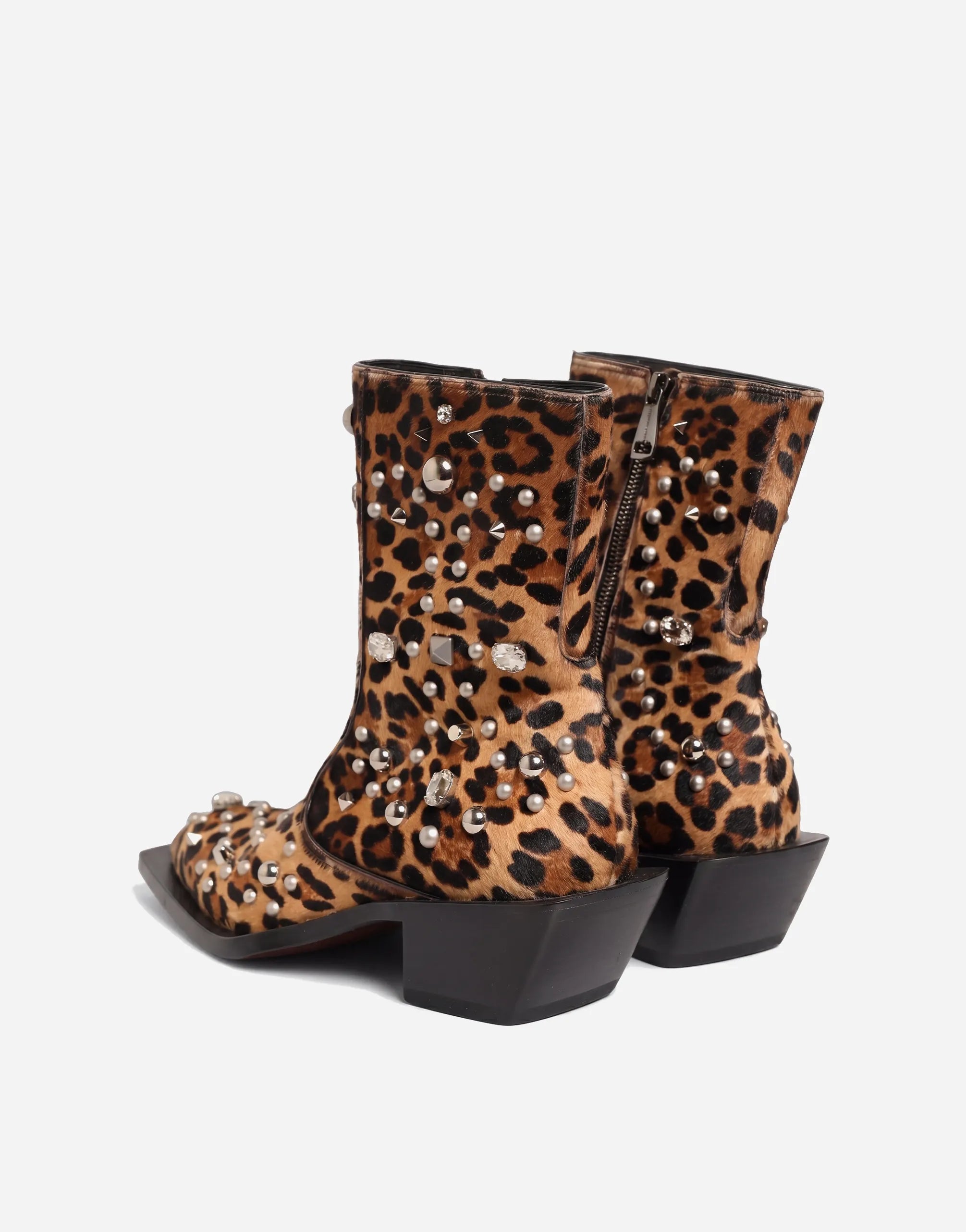 Dolce & Gabbana Dolce & Gabbana Leopard Studded Ankle Boots