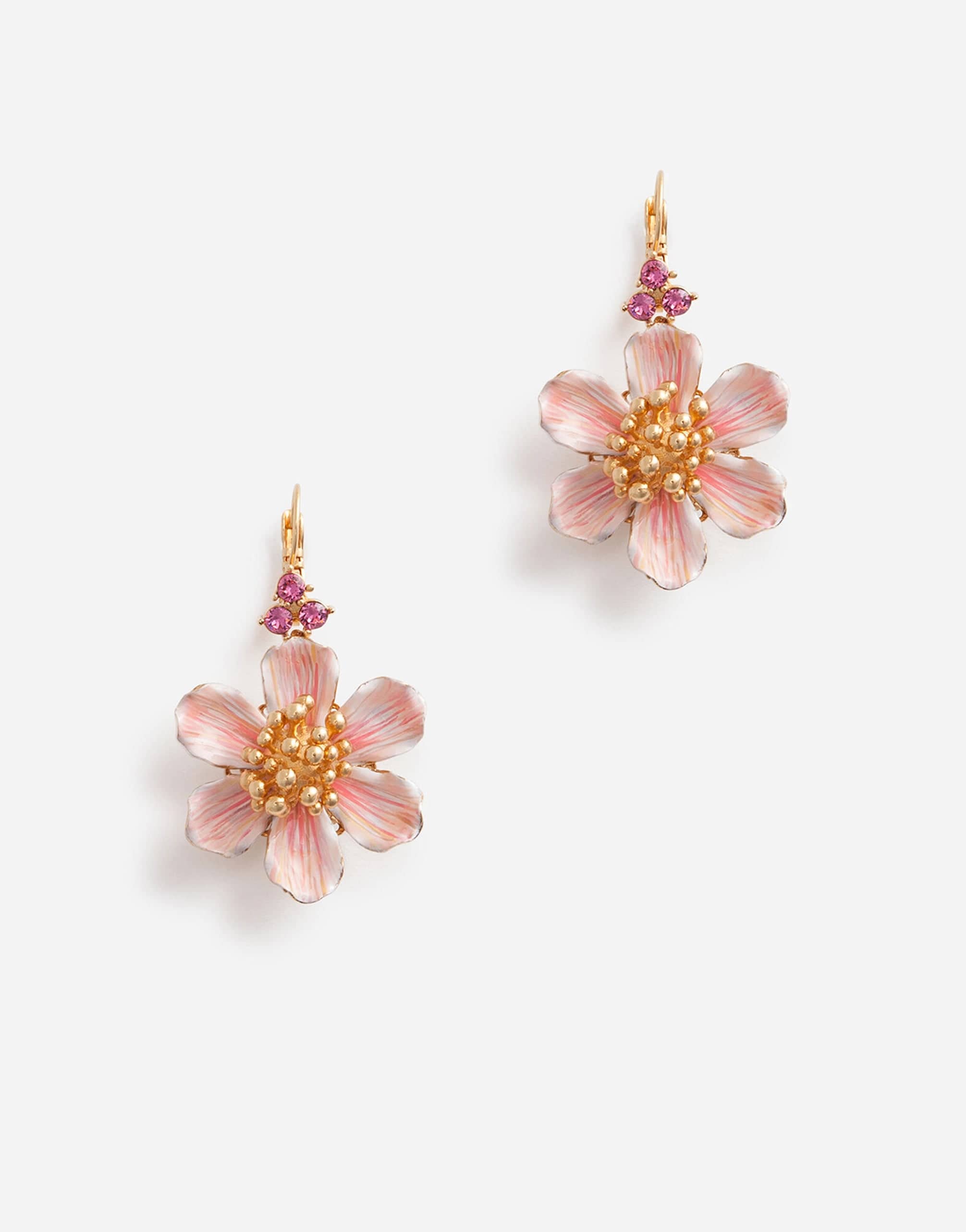Dolce & Gabbana Leverback Earrings With Hand-Painted Flower