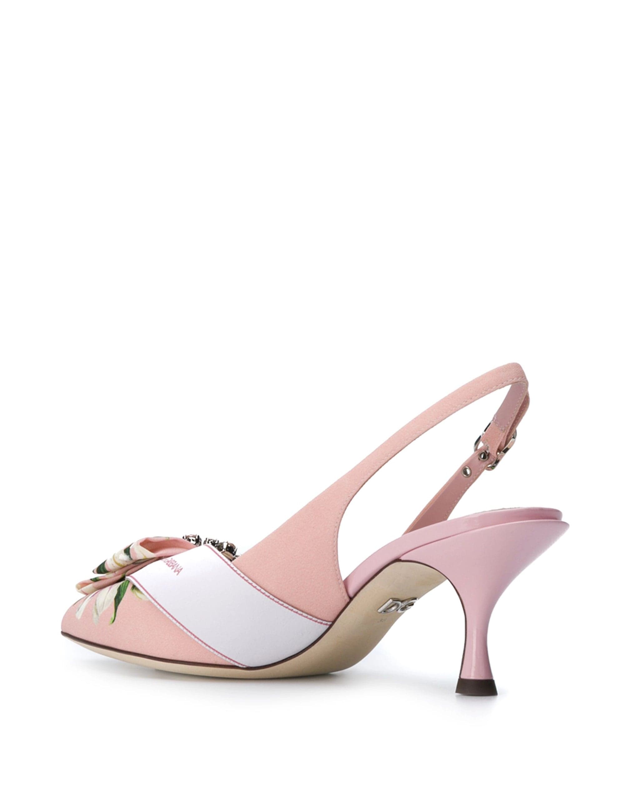 Dolce & Gabbana Lily-Print Cady Slingbacks