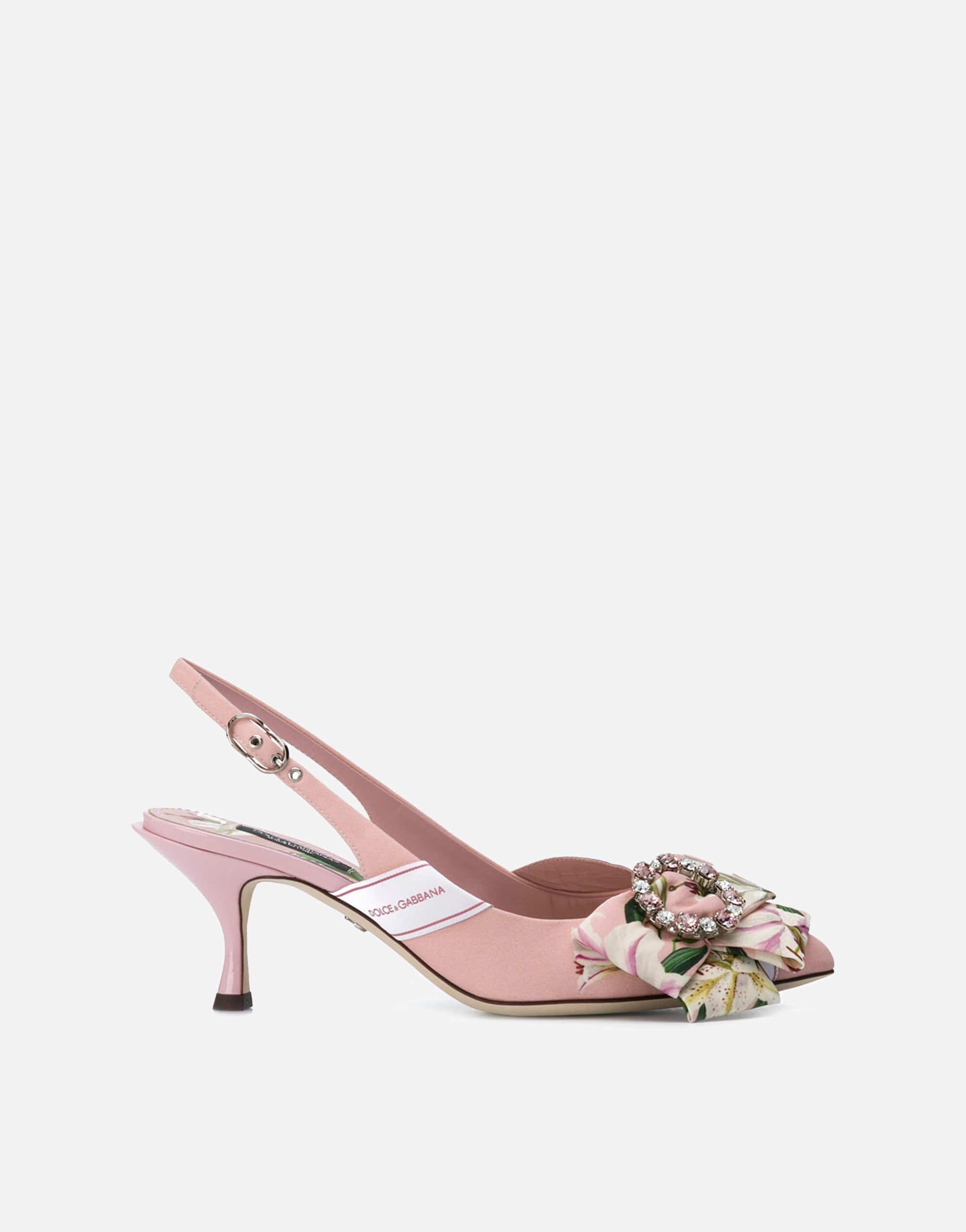 Dolce & Gabbana Lily-Print Cady Slingbacks