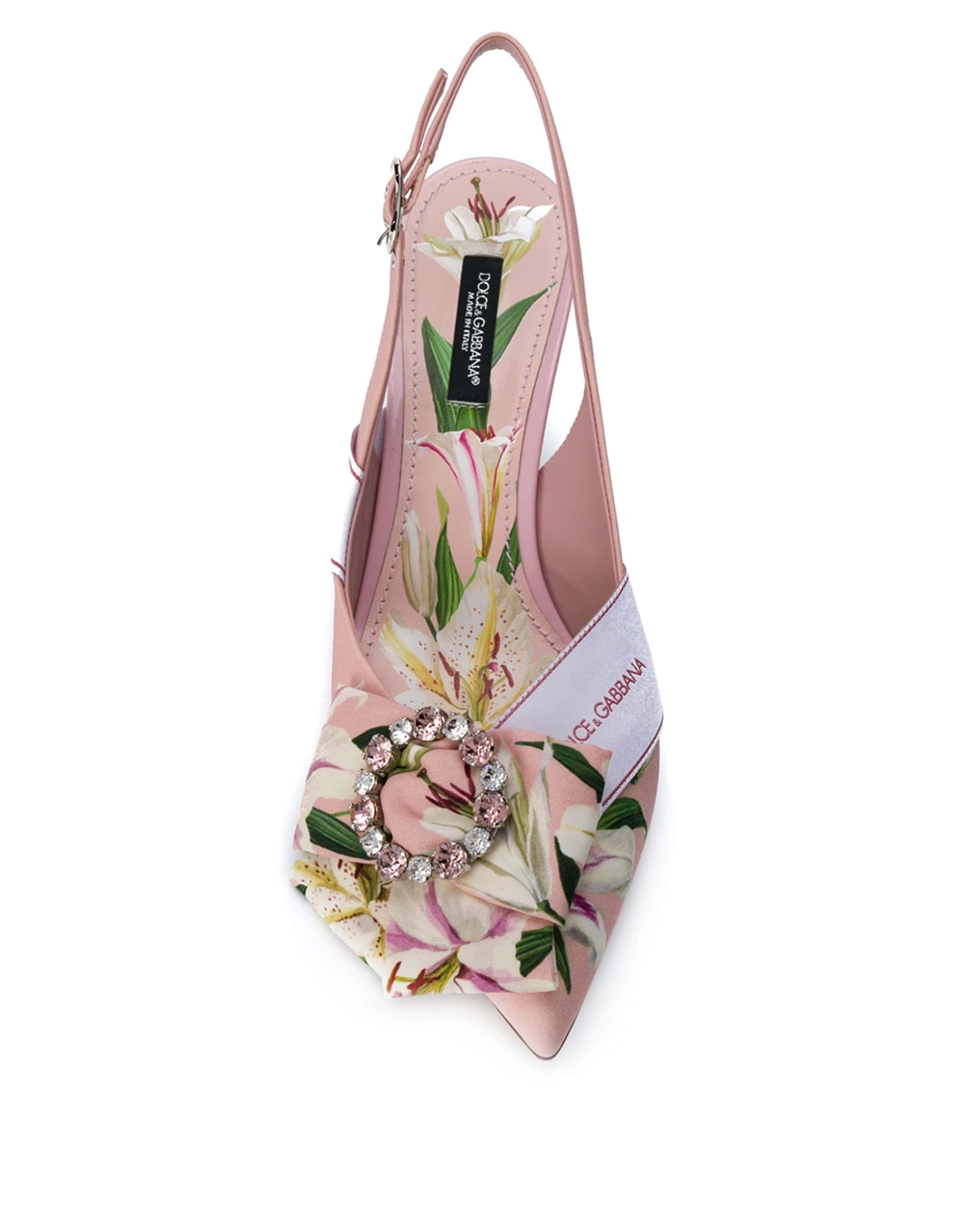 Dolce & Gabbana Lily-Print Cady Slingbacks