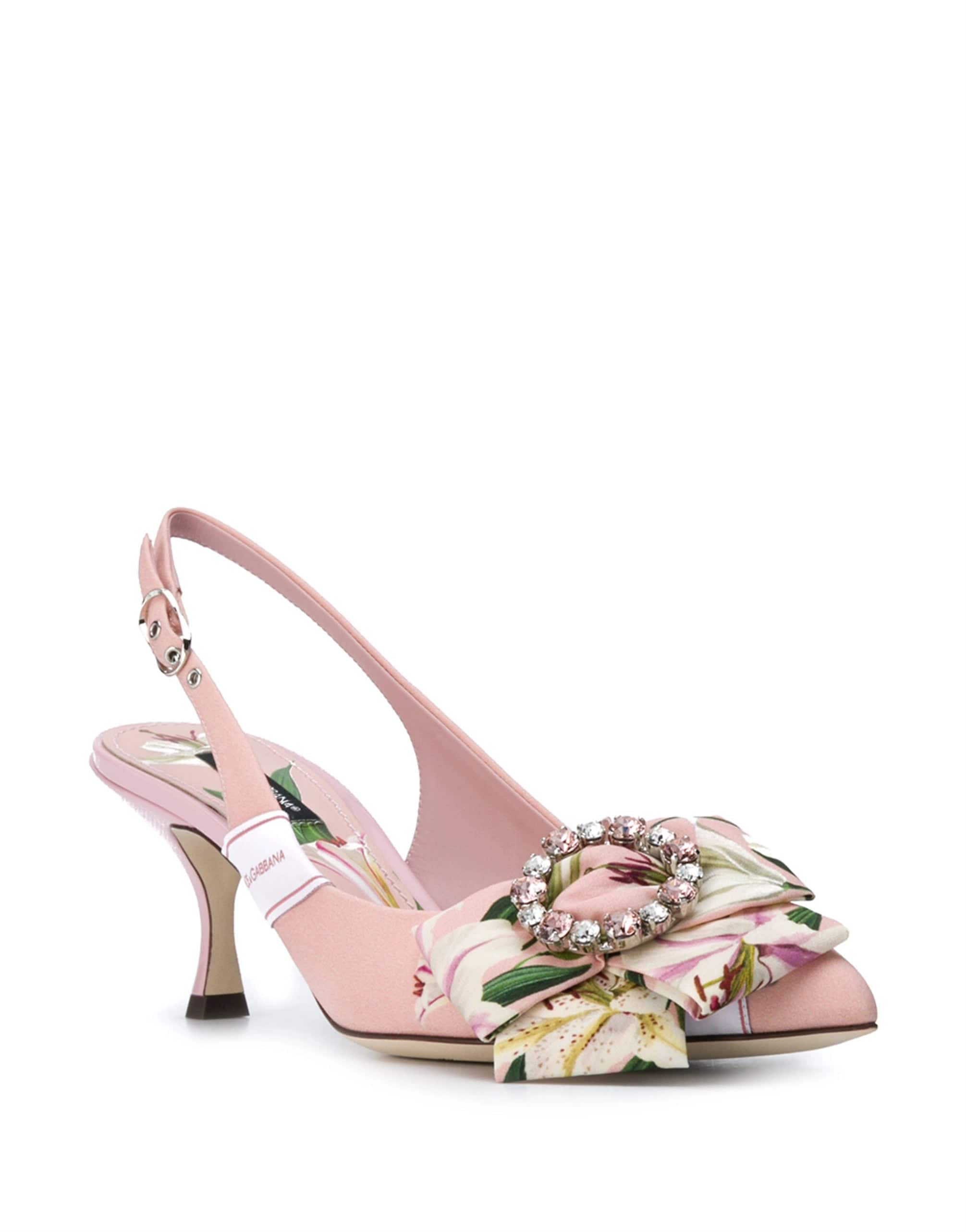 Dolce & Gabbana Lily-Print Cady Slingbacks