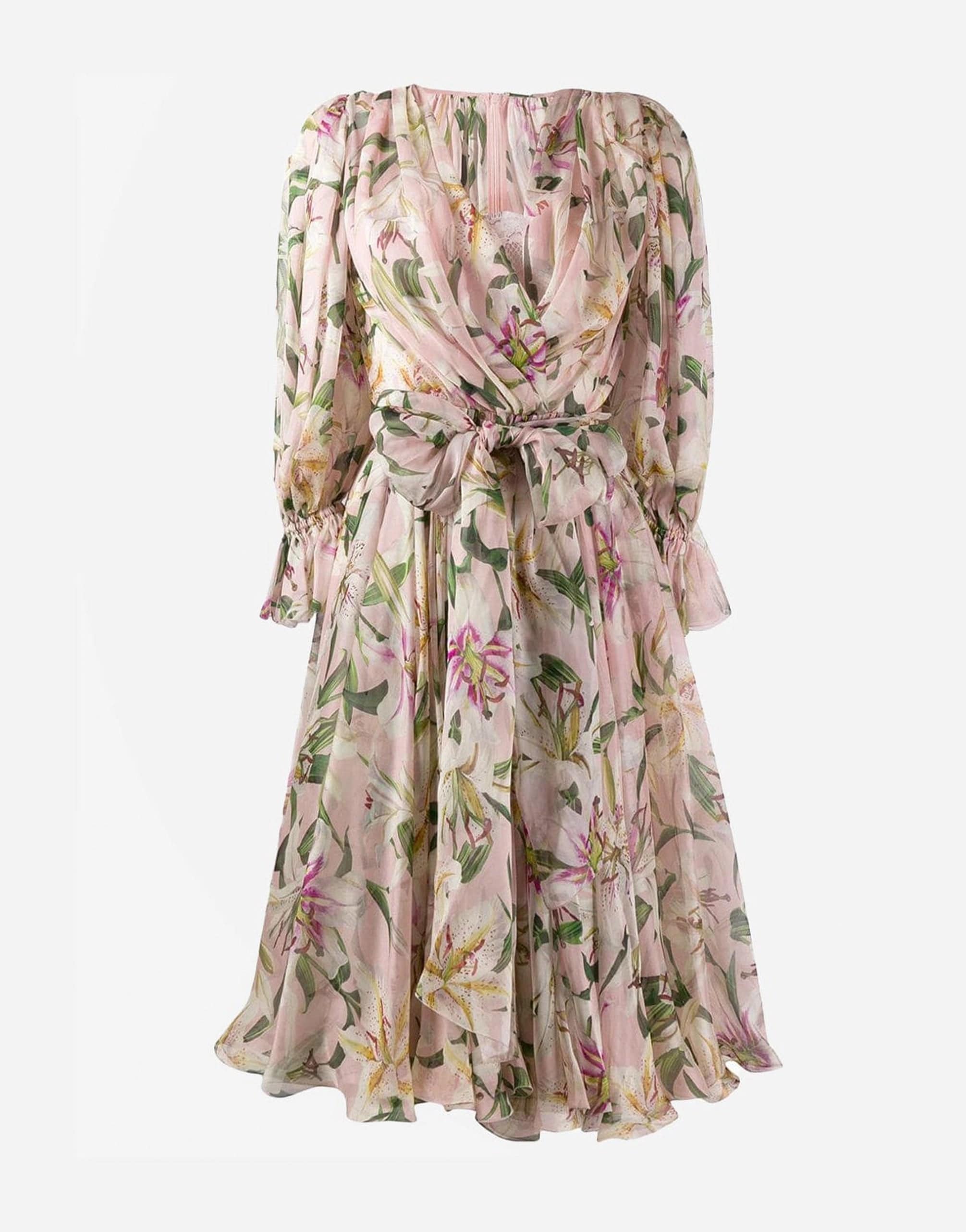 Dolce & Gabbana Lily Print Midi Dress