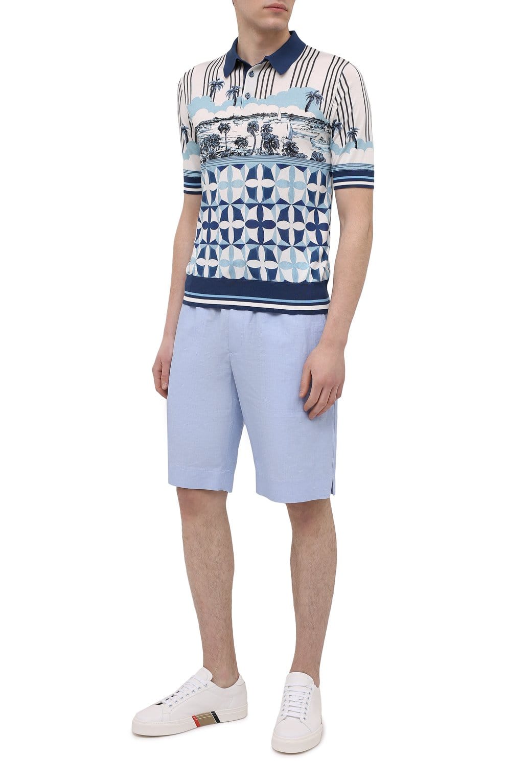 Dolce & Gabbana Linen-Cotton Blend Logo Shorts